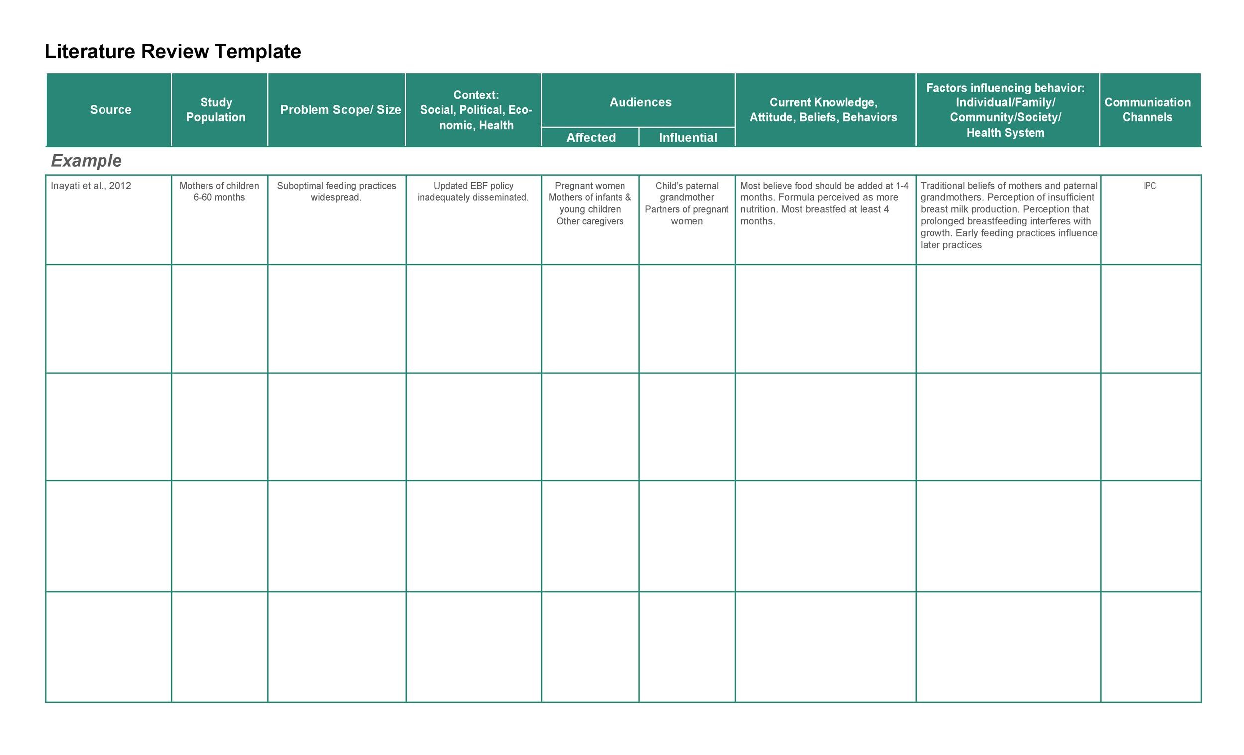 literature review structure template