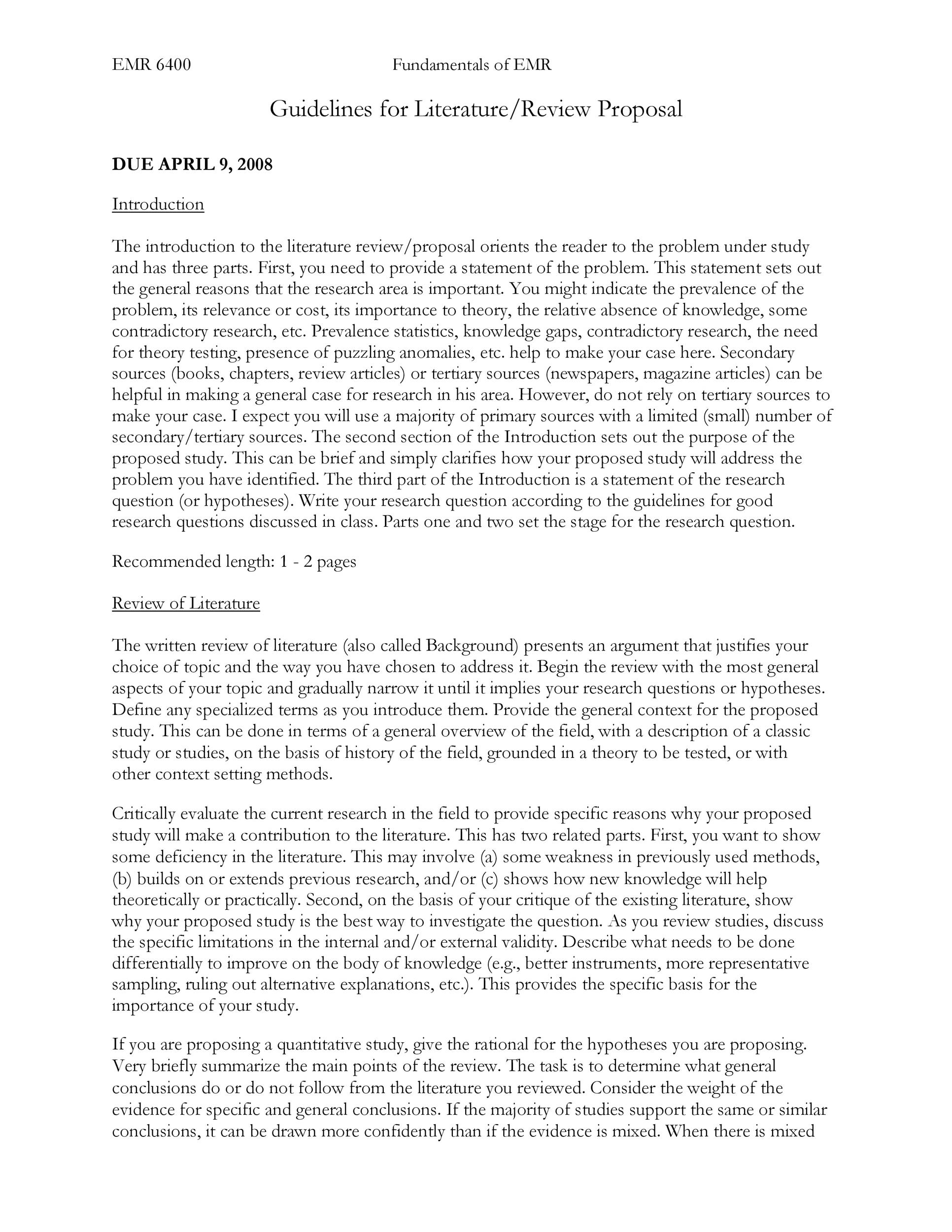 Free literature review template 11