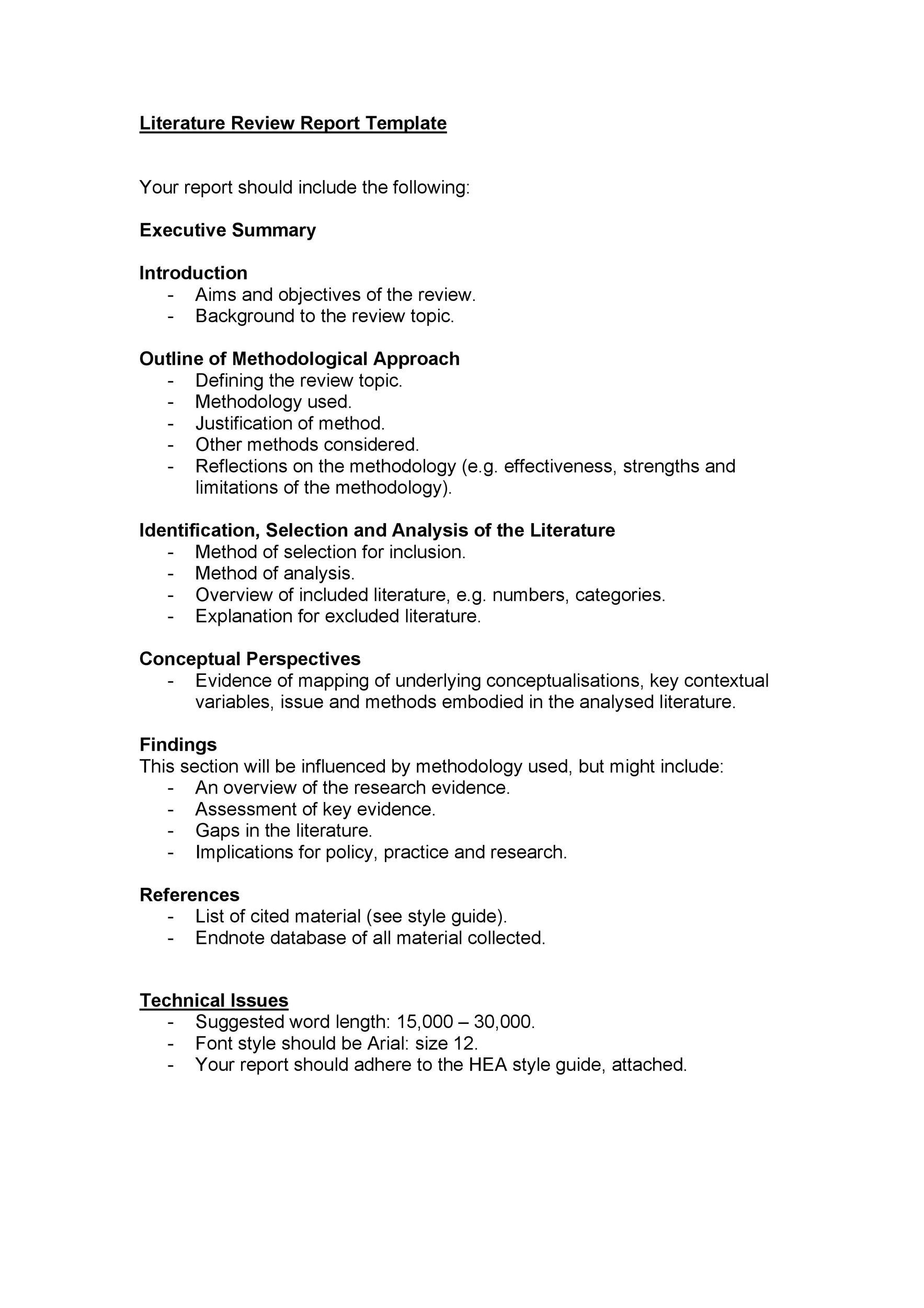 outline for dissertation literature review