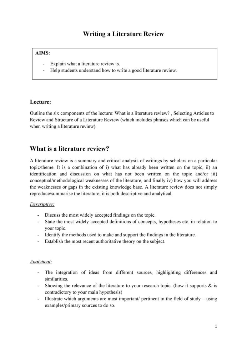 literature review template word apa