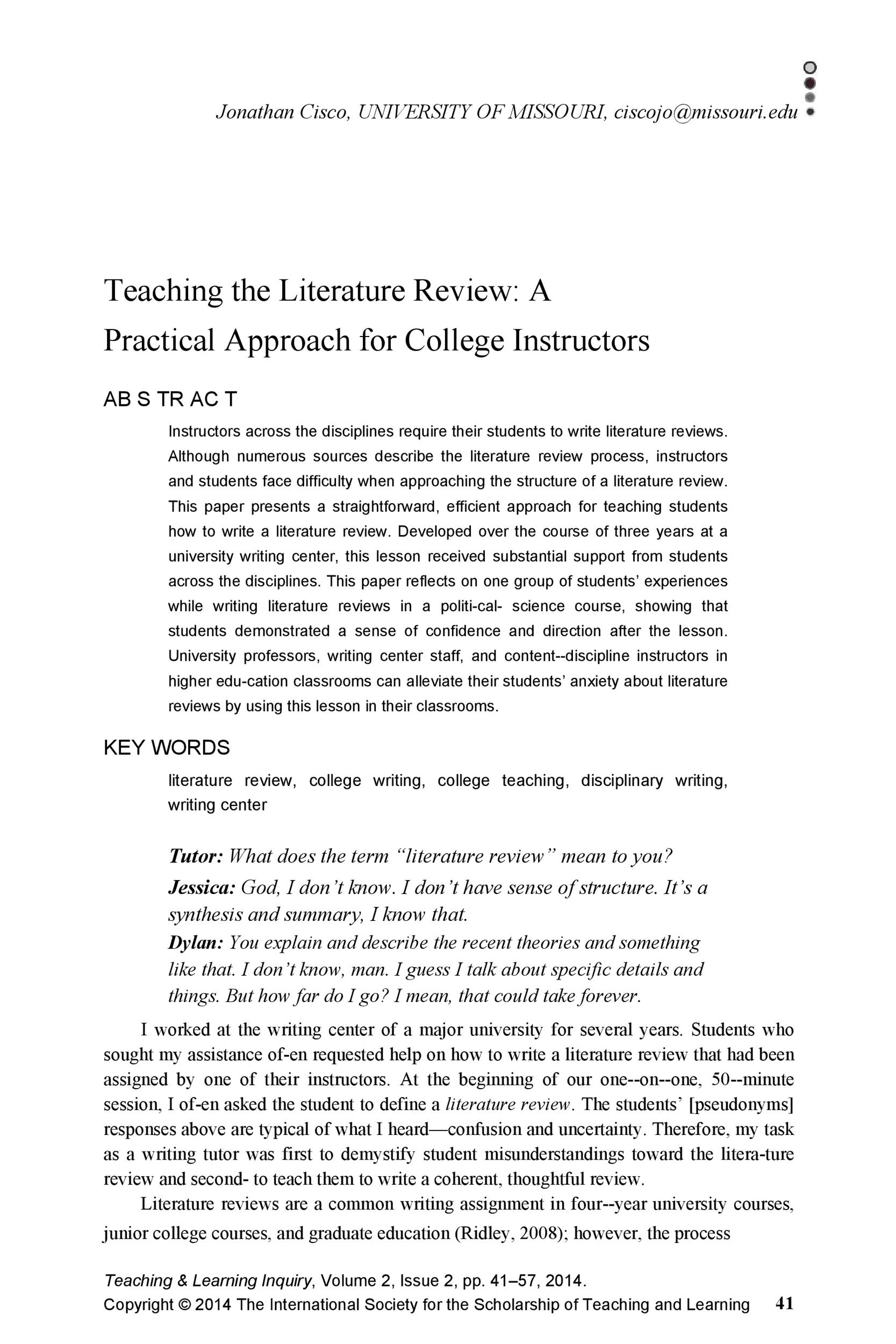 literature review article format