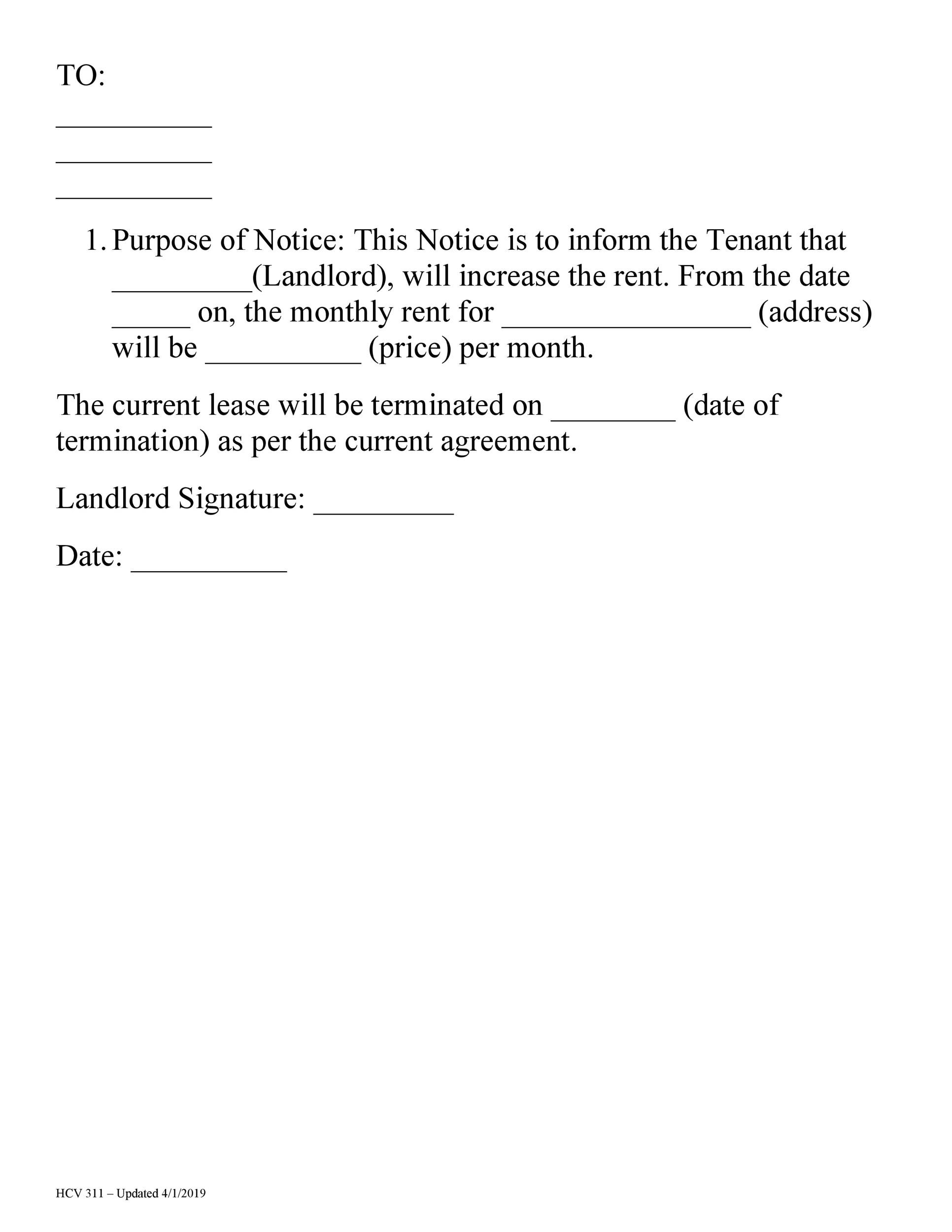 Rent Increase Form Letter from templatelab.com