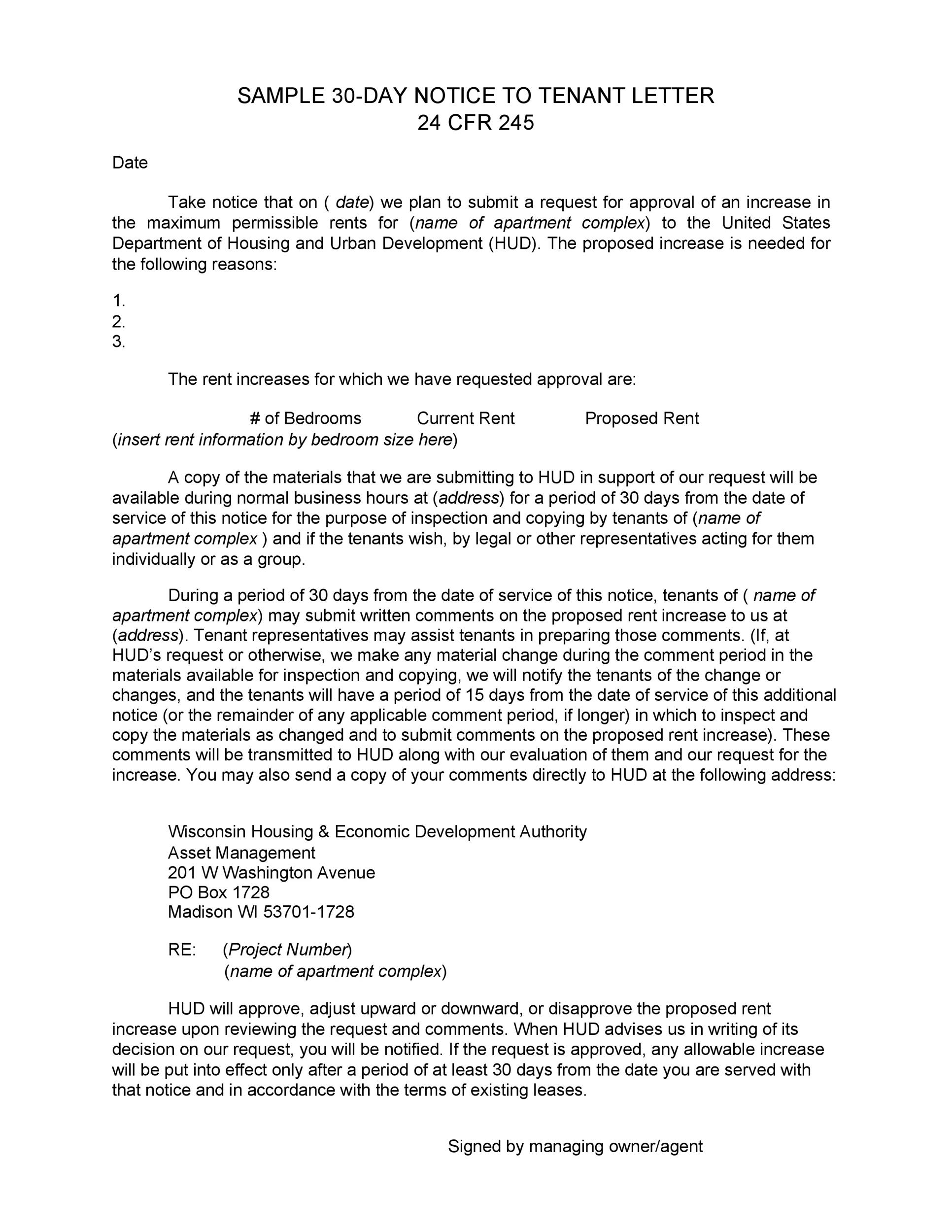 Free rent increase letter 03