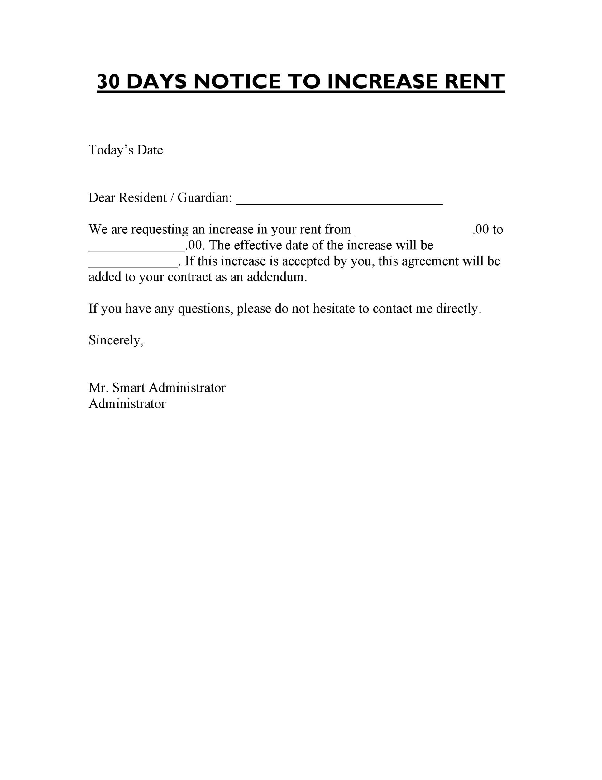 Free Printable Rent Increase Notice 