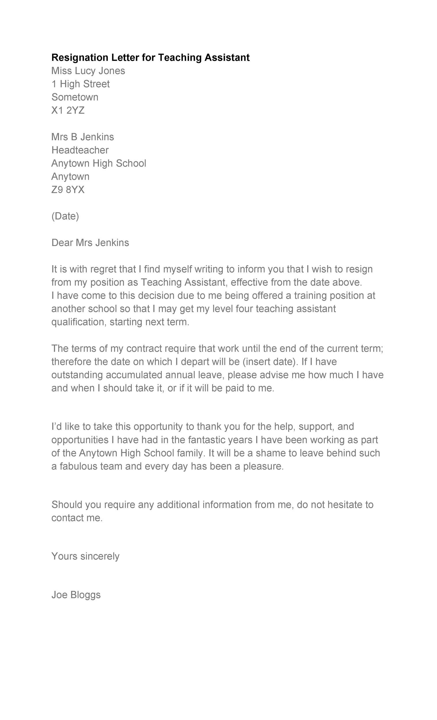 50 BEST Teacher Resignation Letters MS Word TemplateLab   Teacher Resignation Letter 20 