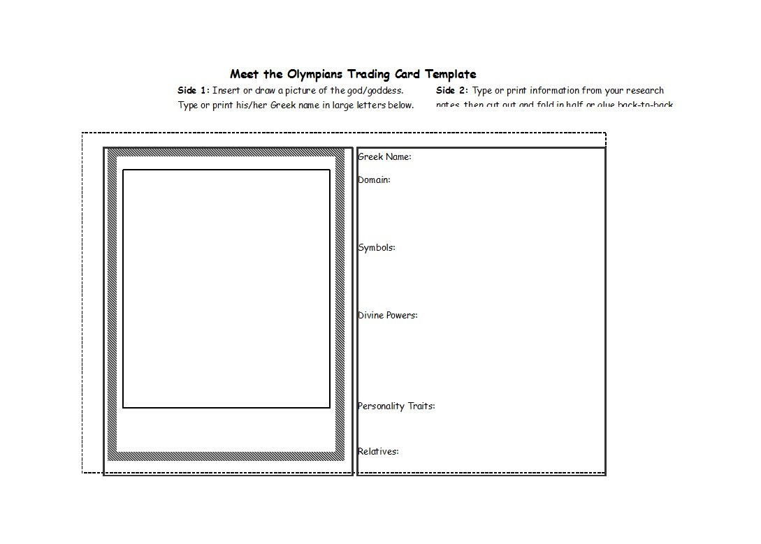 Trading Card Template Printable