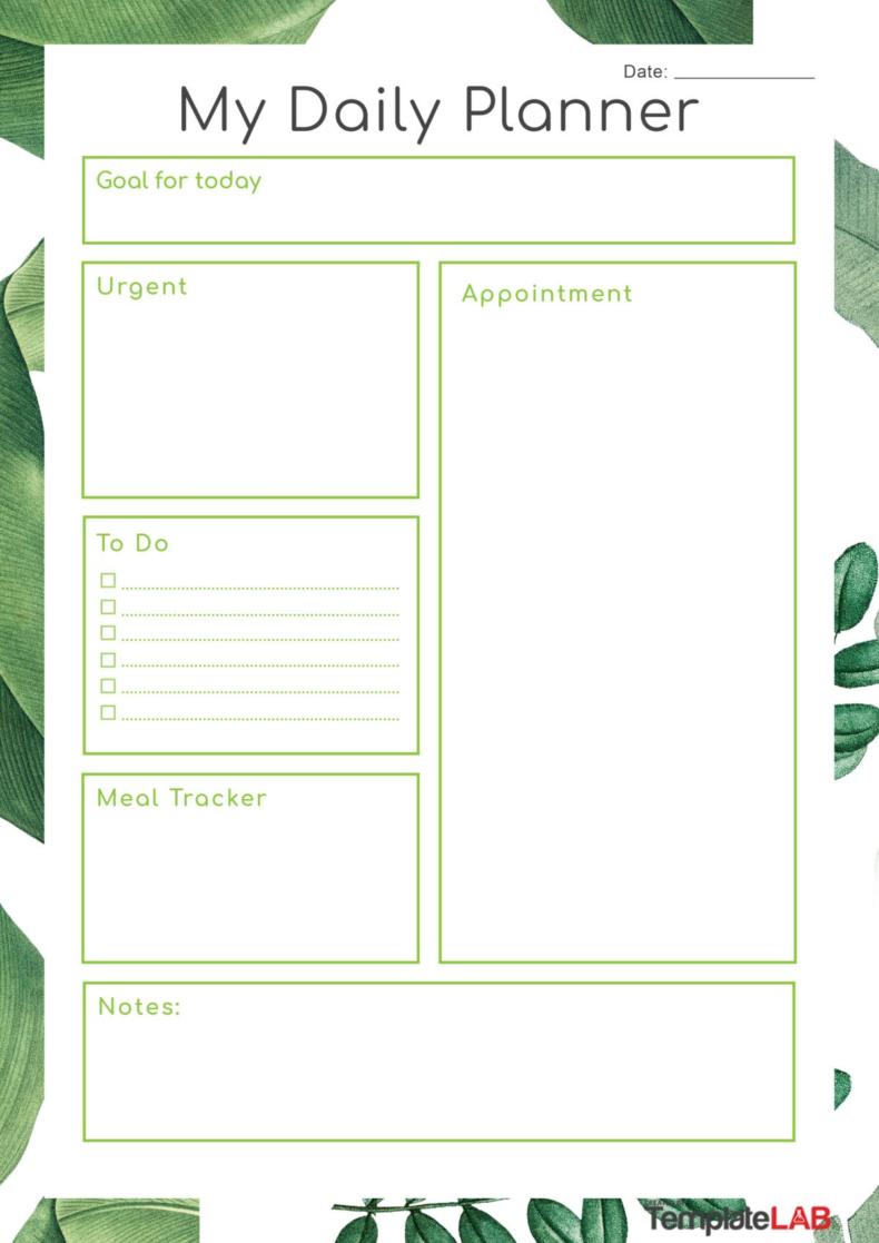 daily planner template word free