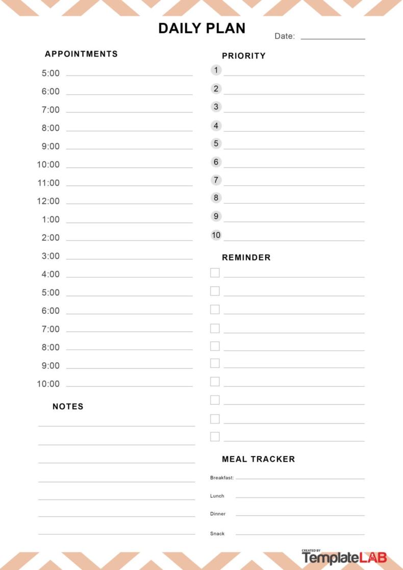 daily planner template word