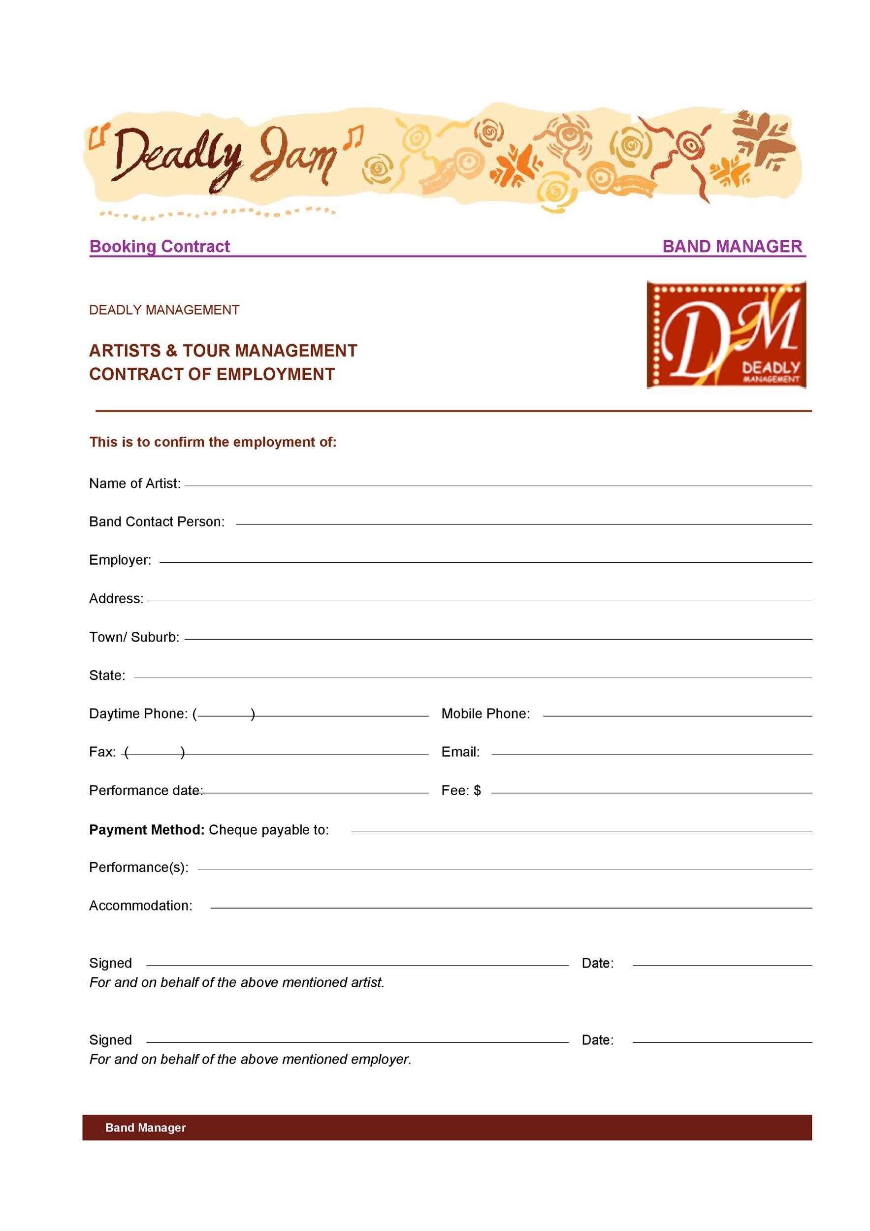 Free artist management contract 09