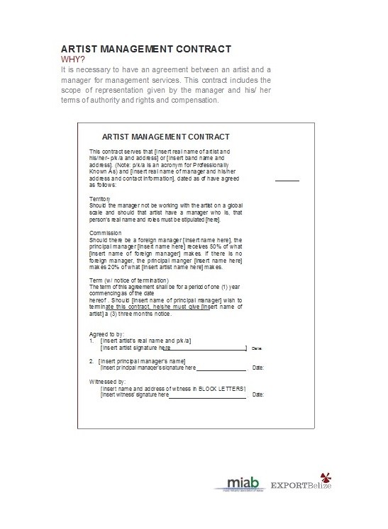 Artist Management Contract Templates