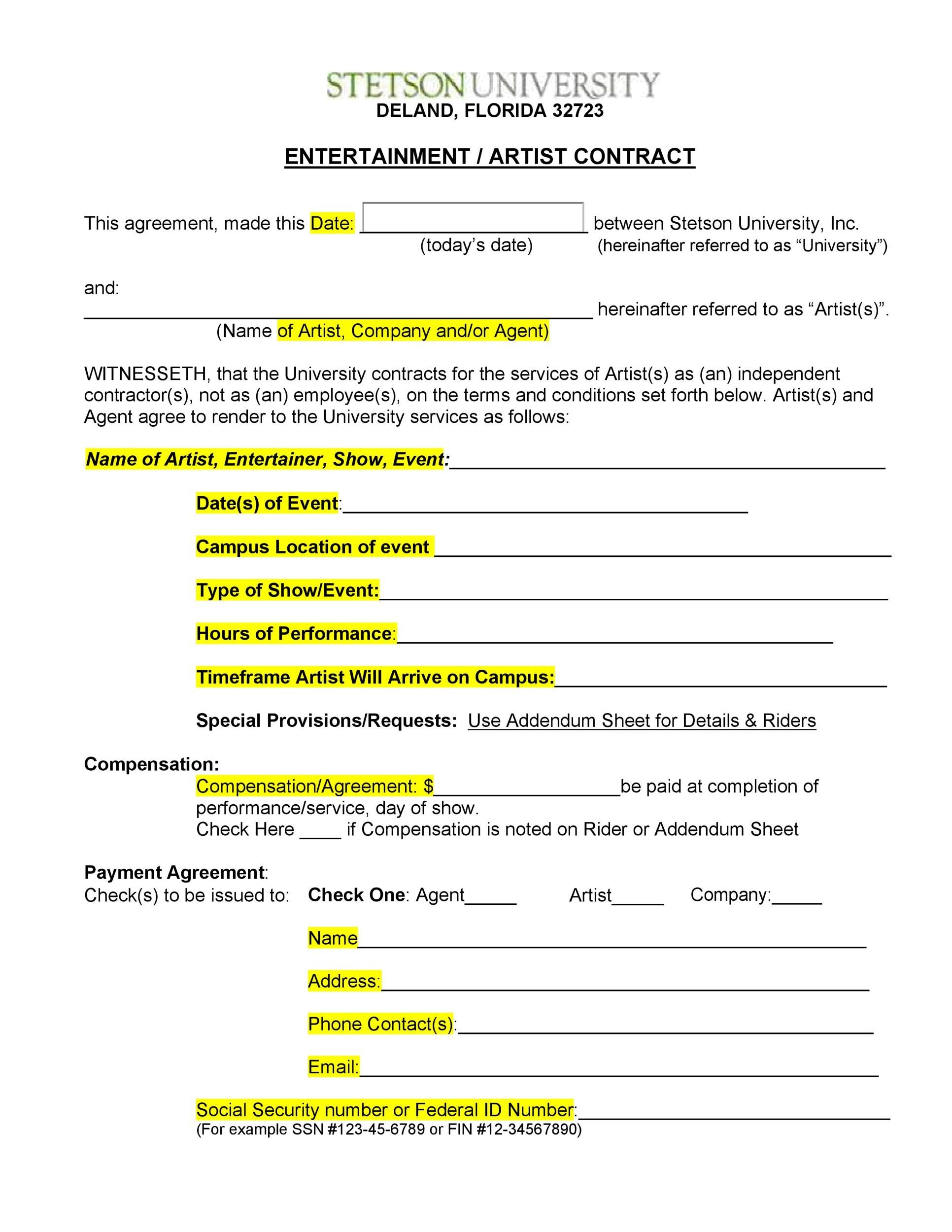 Free artist management contract 38