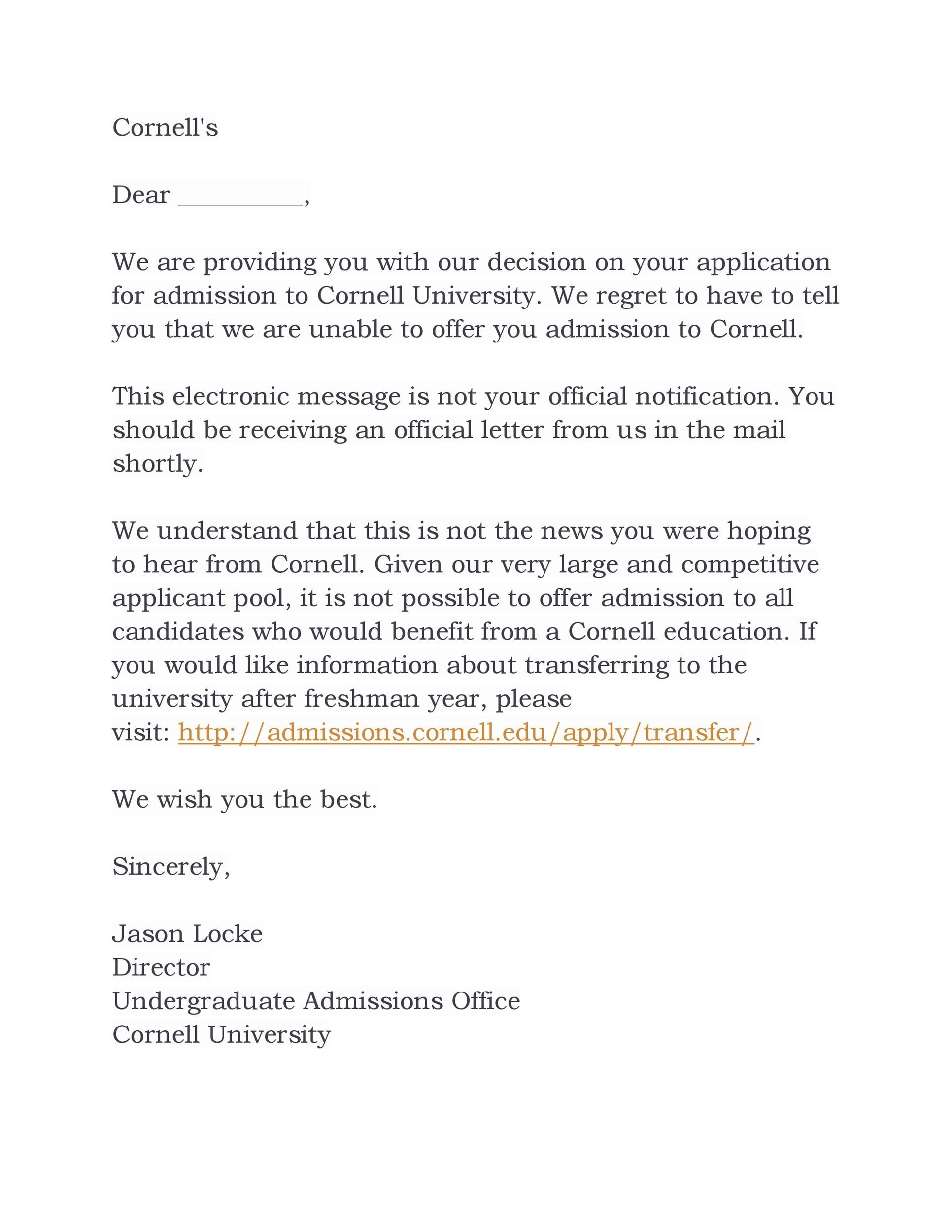 Free college rejection letter 07