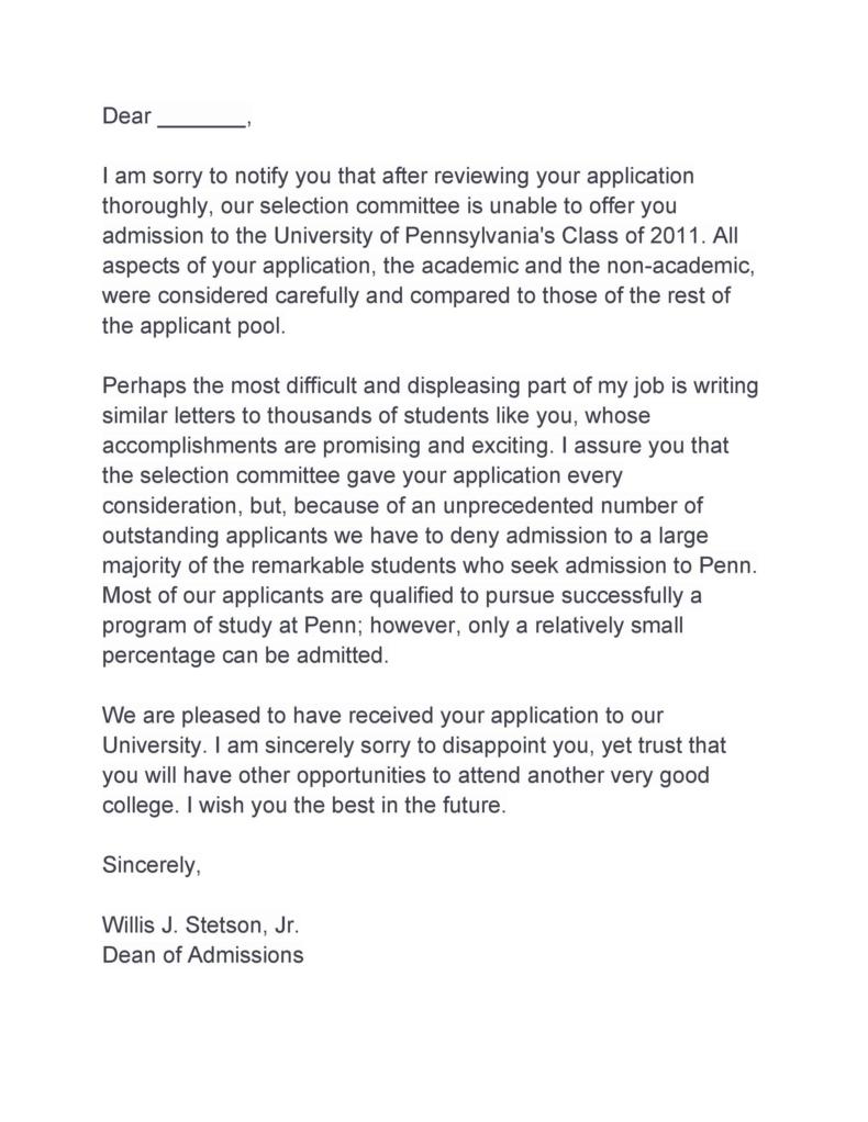 34 College Rejection Letter Samples (& Examples) ᐅ TemplateLab