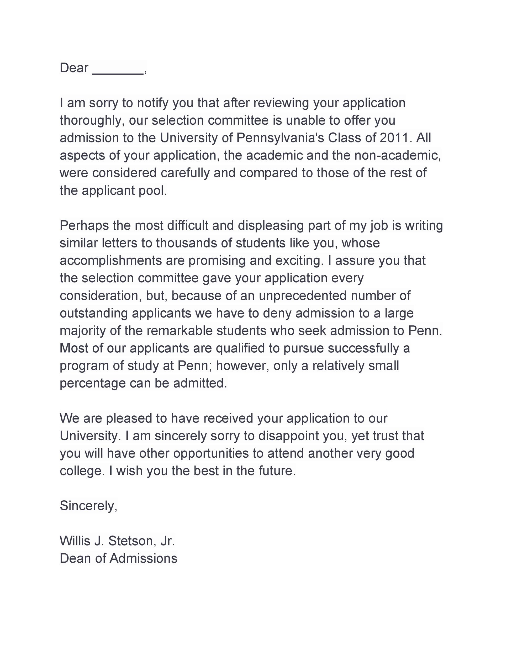 Free college rejection letter 08