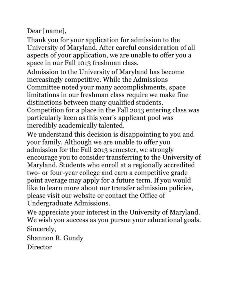 34 College Rejection Letter Samples (& Examples) ᐅ TemplateLab