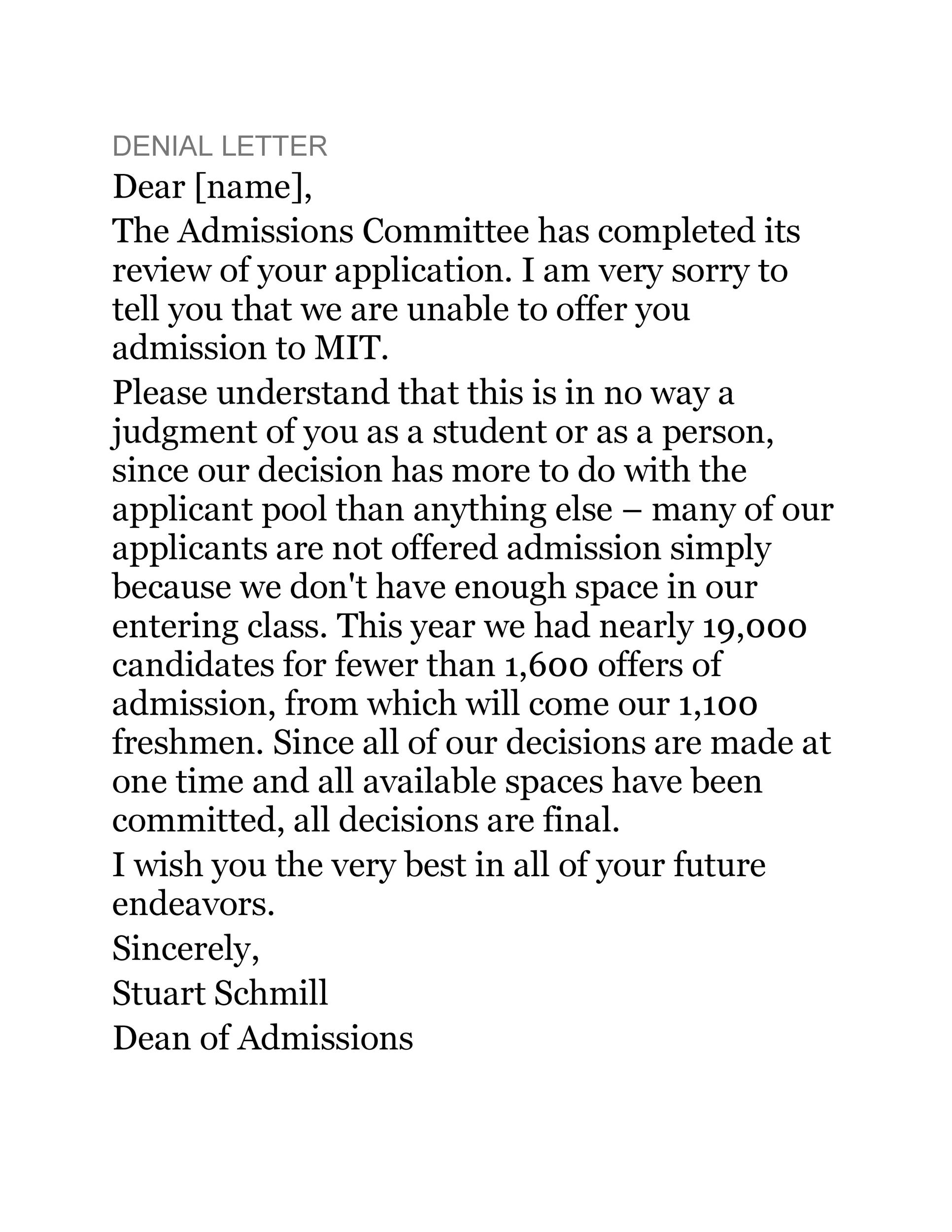 Free college rejection letter 16