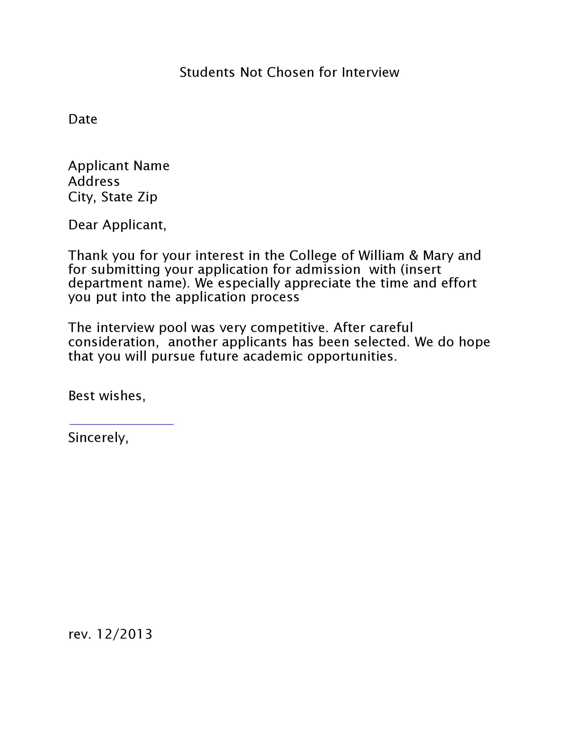 Free college rejection letter 20