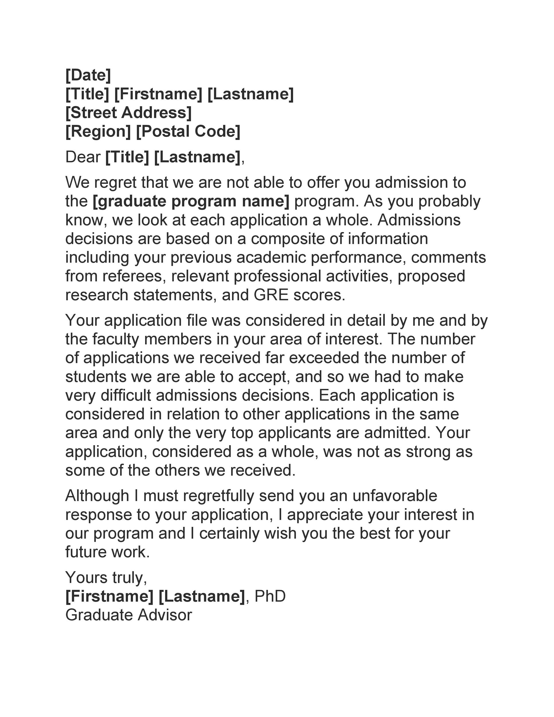 Free college rejection letter 22
