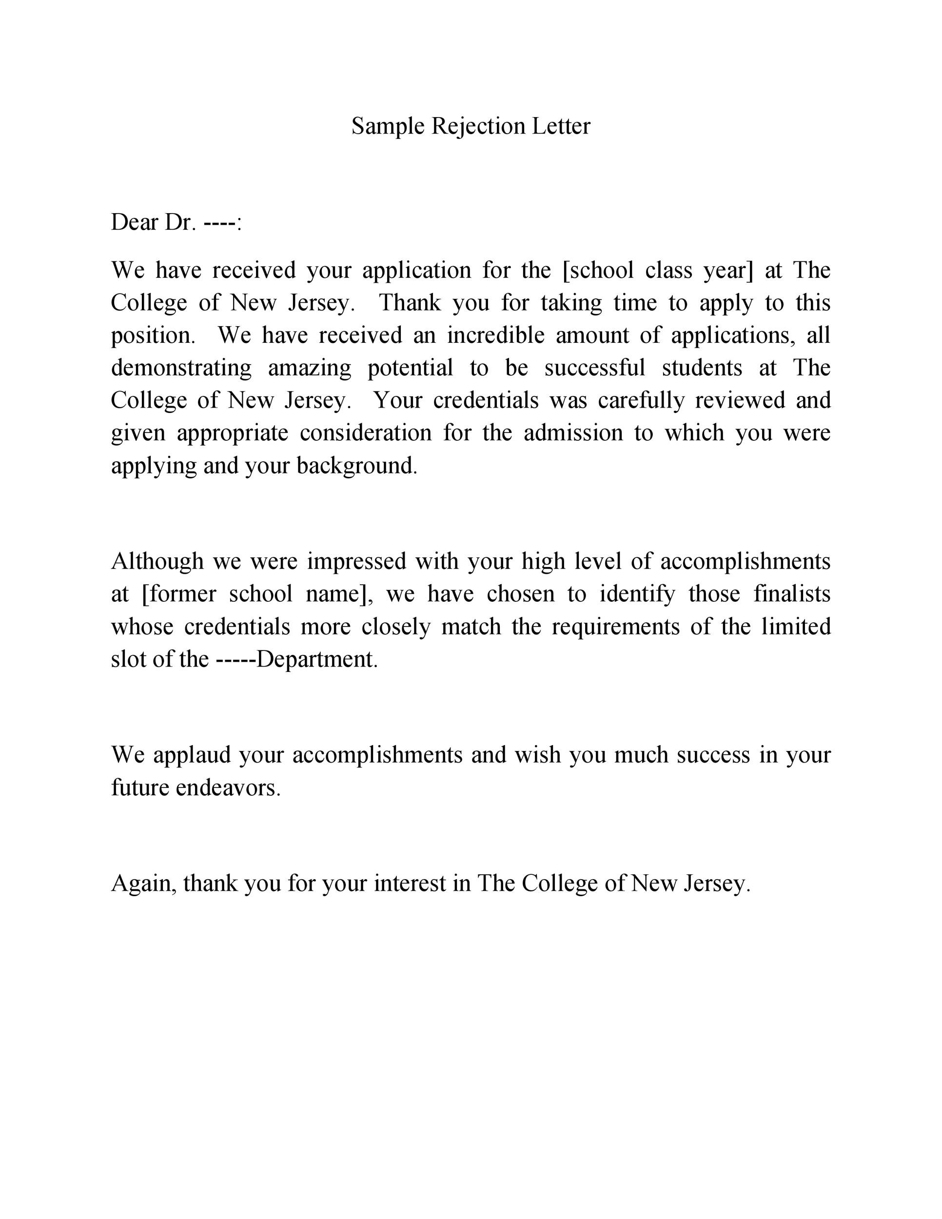 Free college rejection letter 31