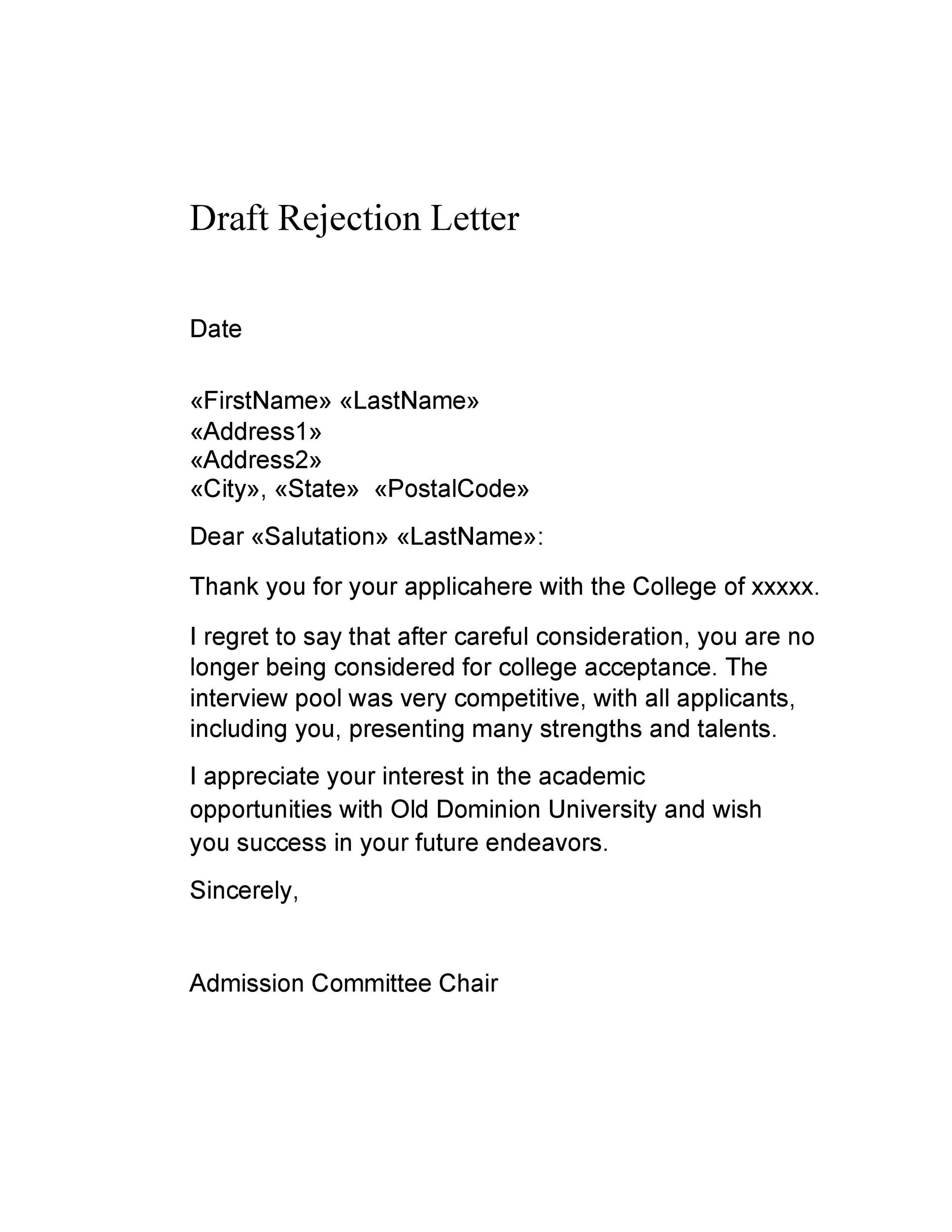 Free college rejection letter 33