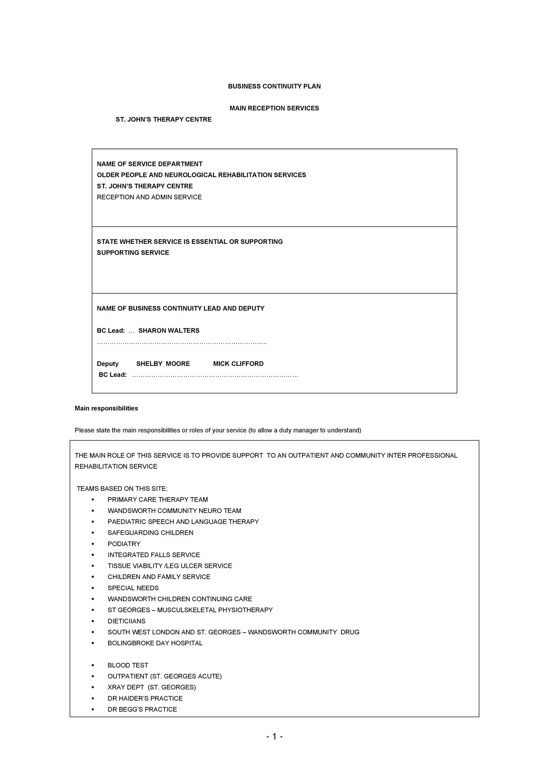 Free contingency plan template 02
