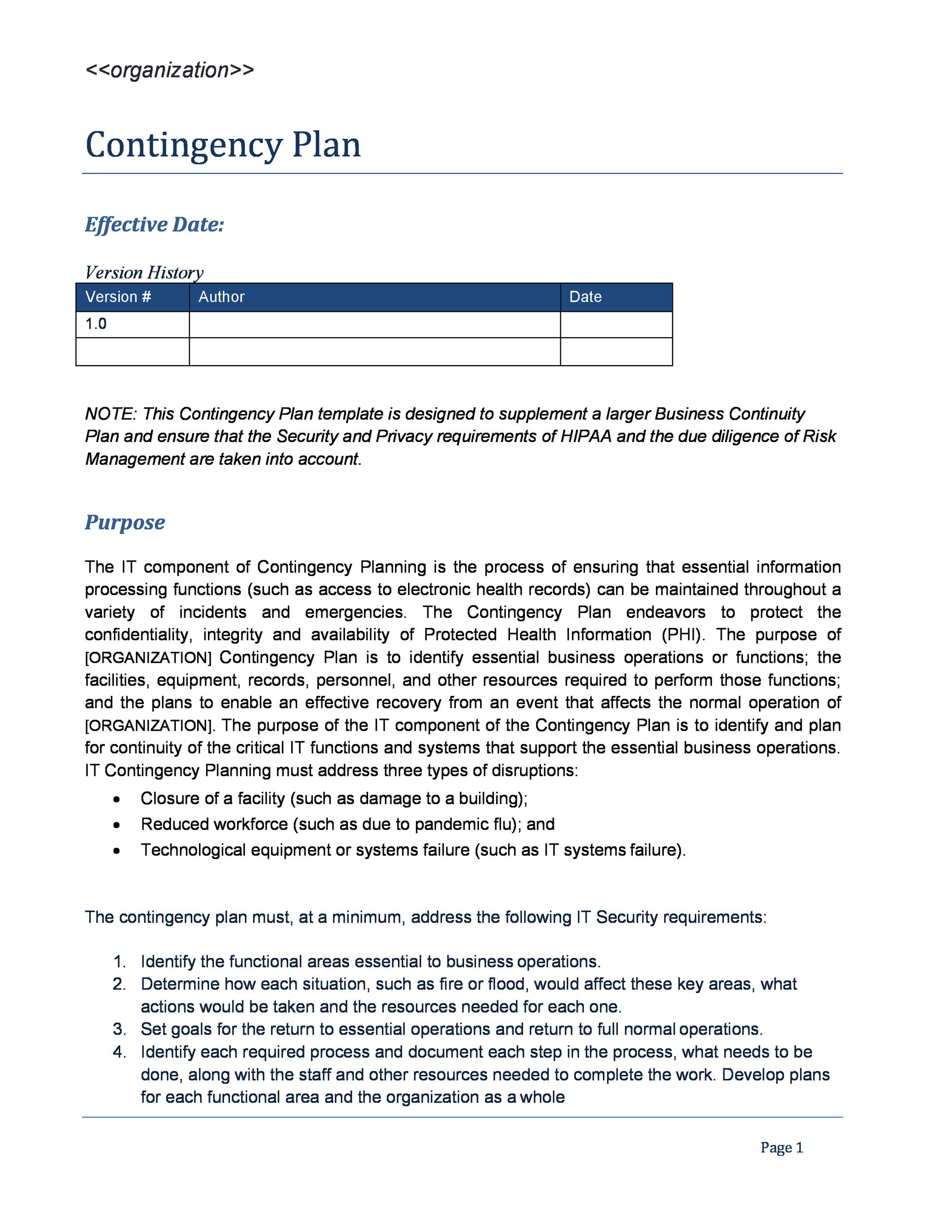 contingency plan business proposal example