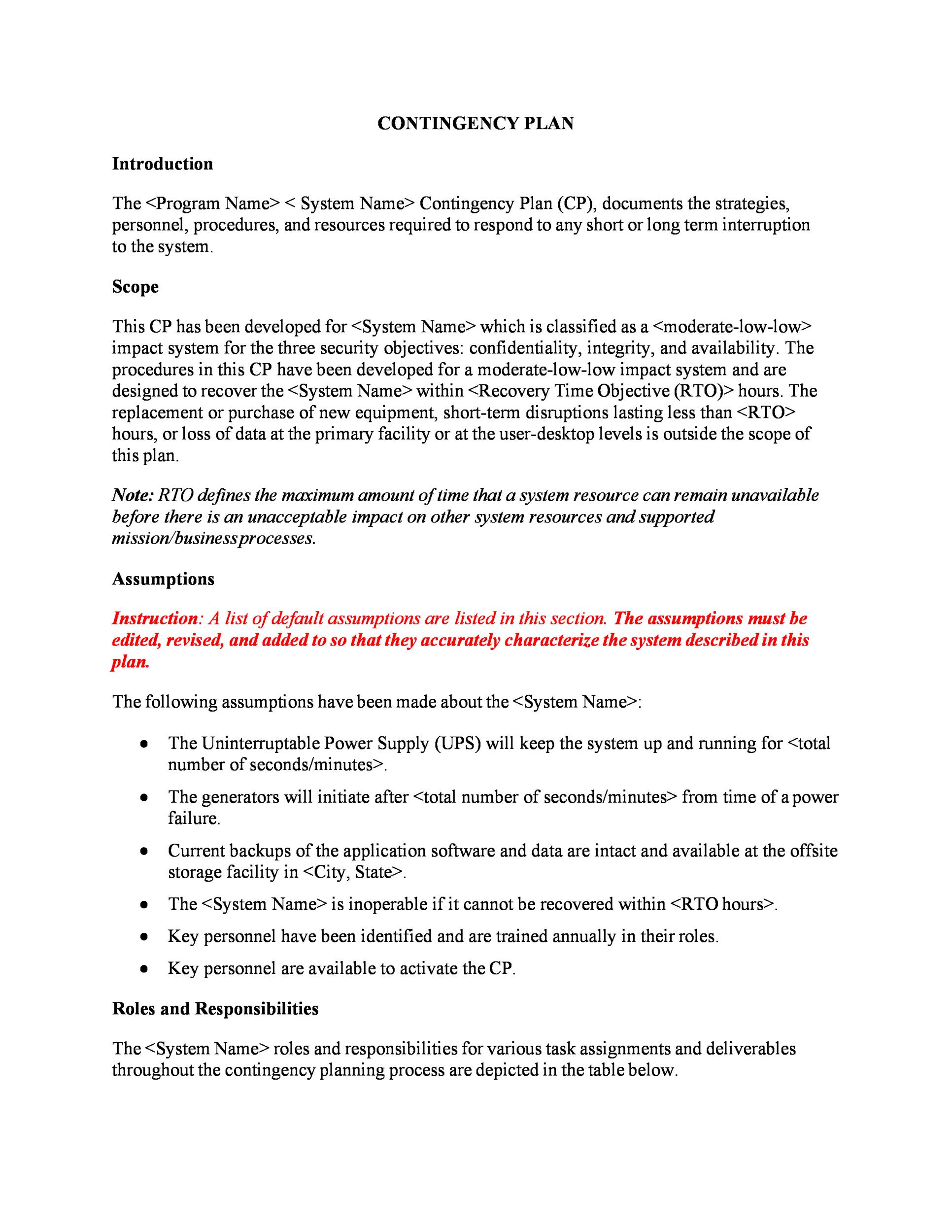 Free contingency plan template 32