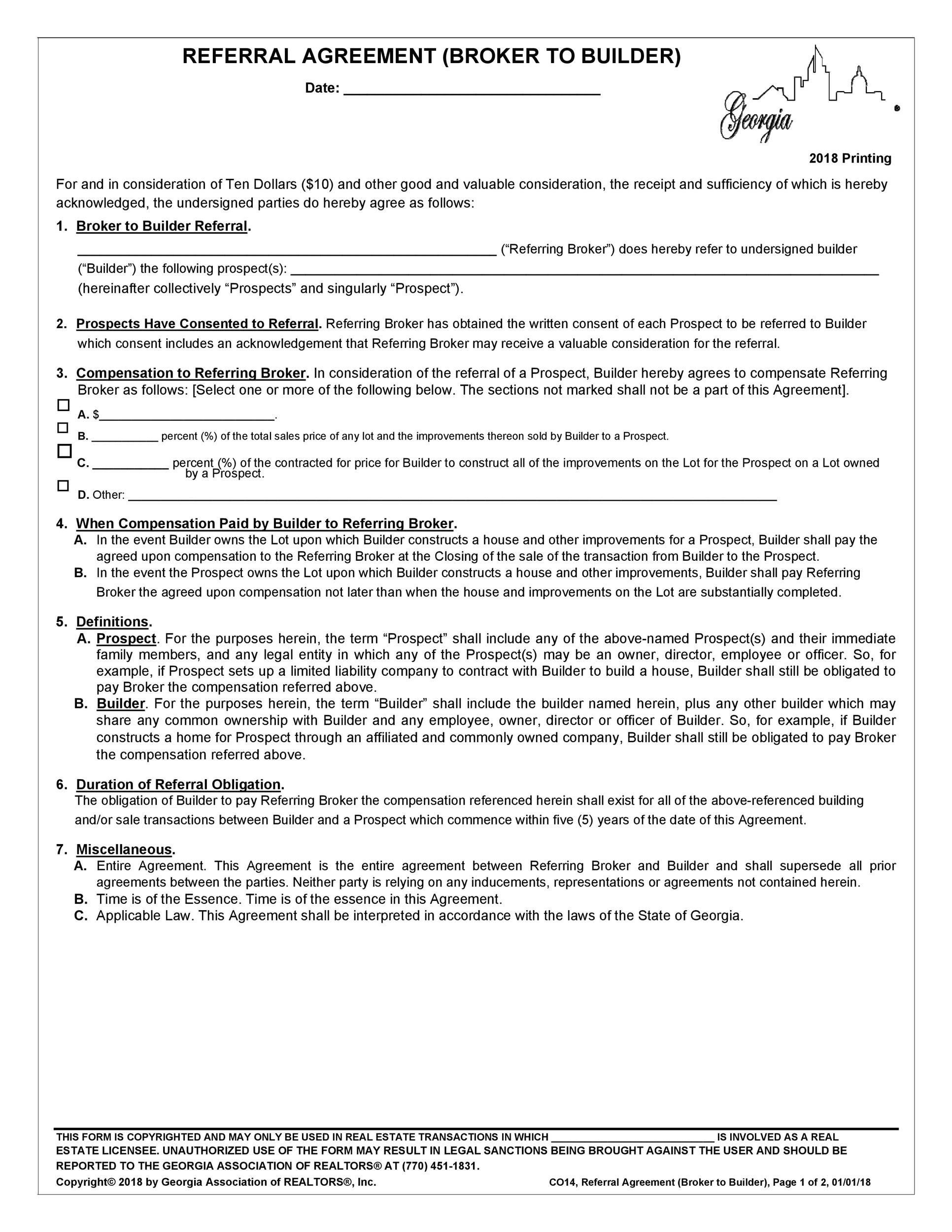Free referral agreement template 21