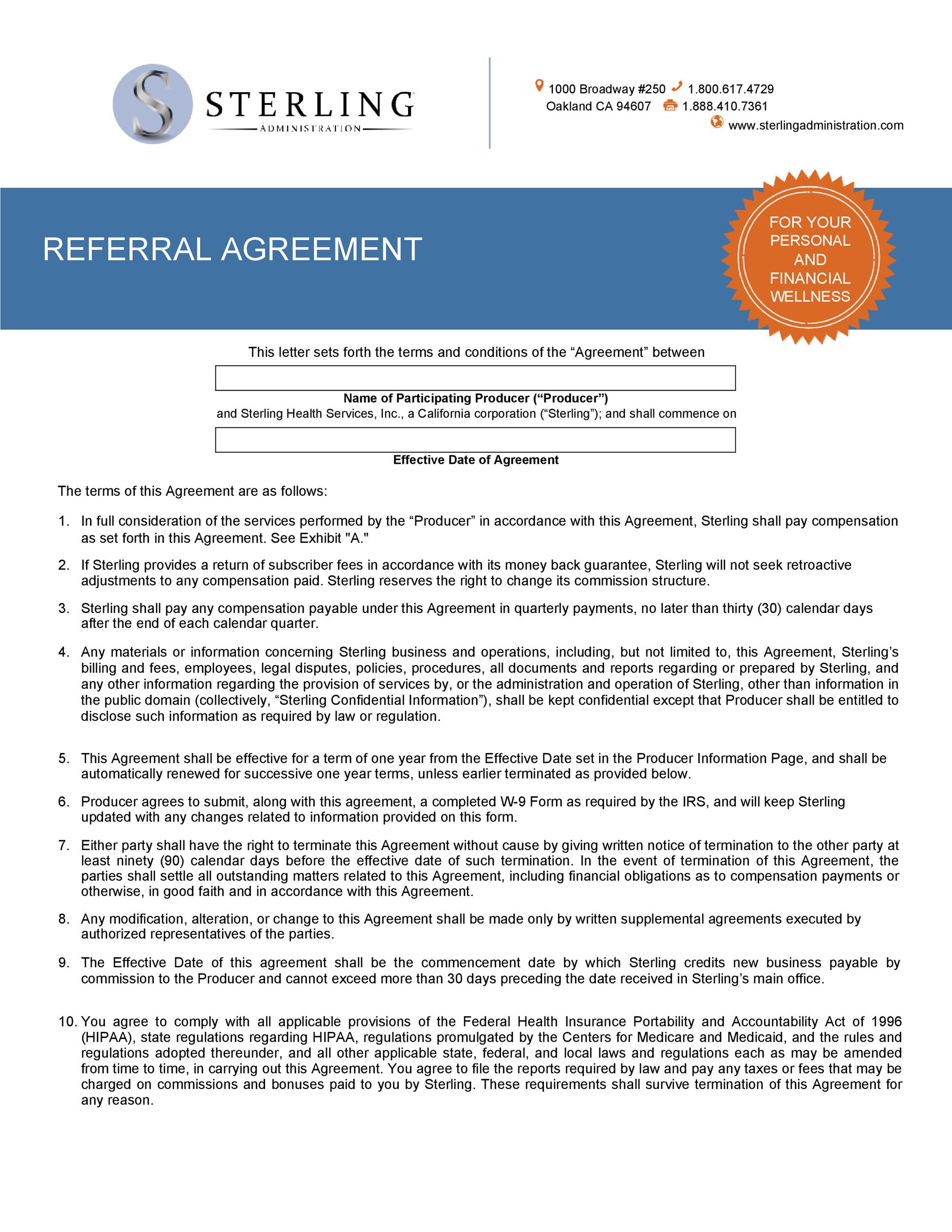 50 Best Referral Agreement Templates [100 FREE] ᐅ TemplateLab