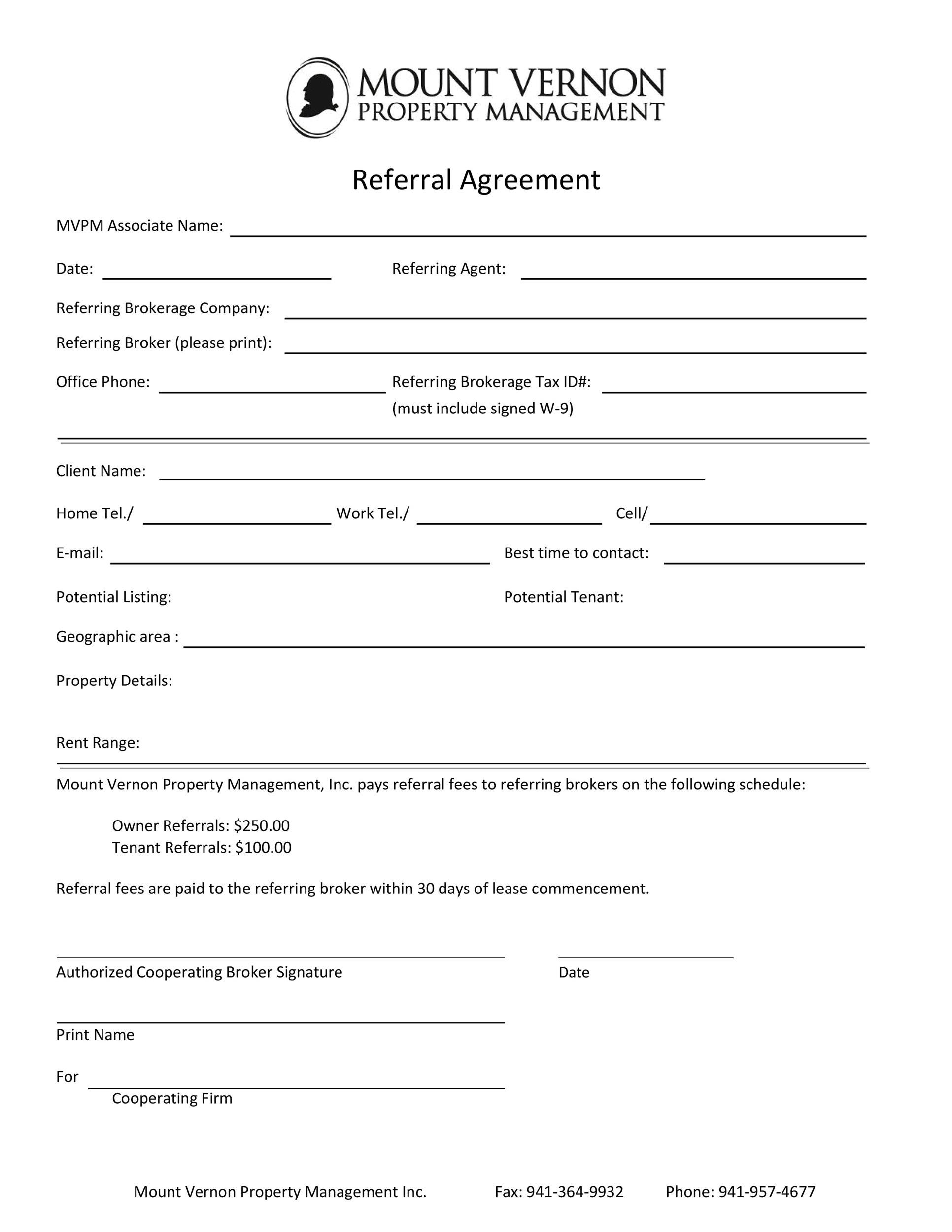Free referral agreement template 33
