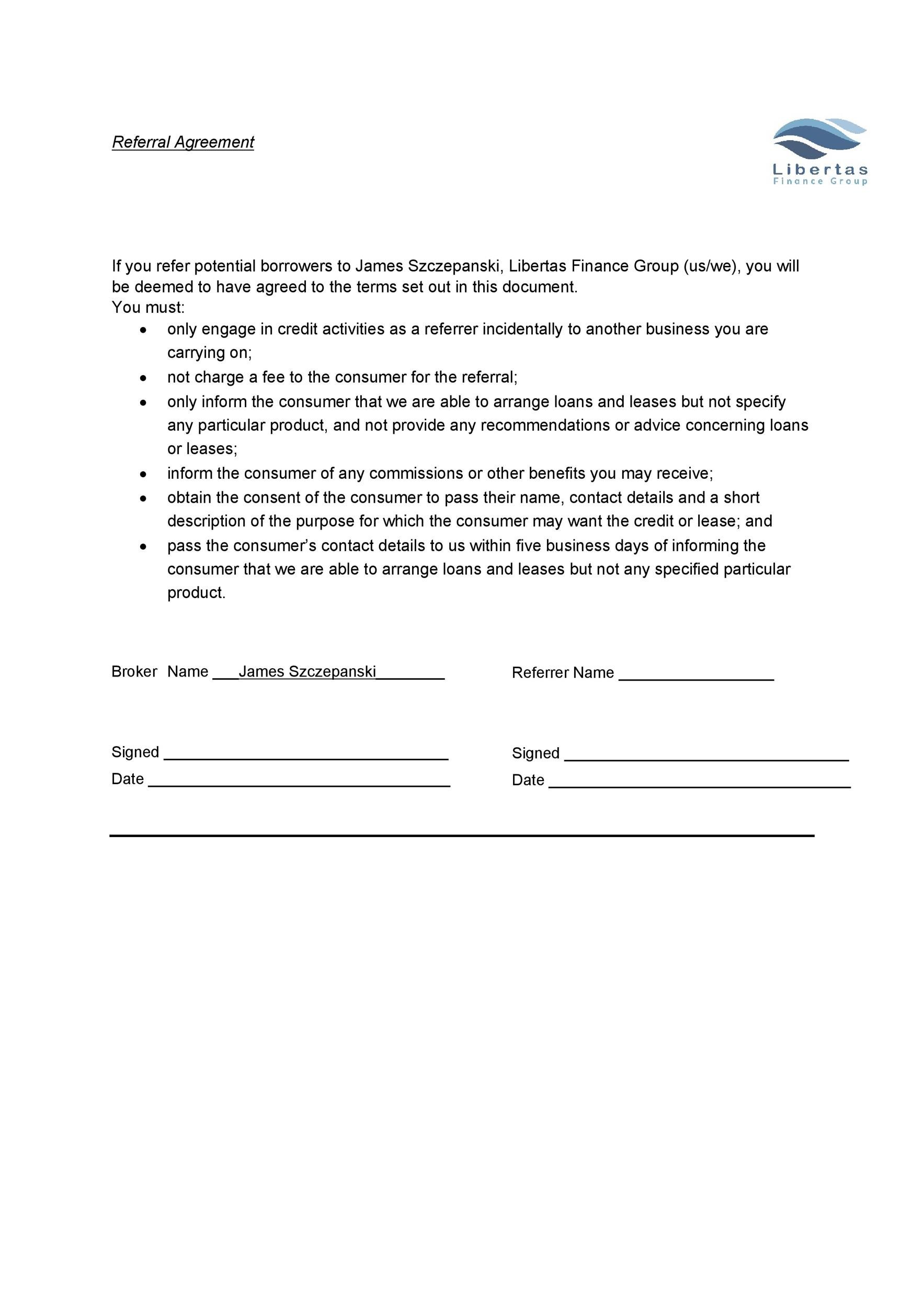 Free referral agreement template 39
