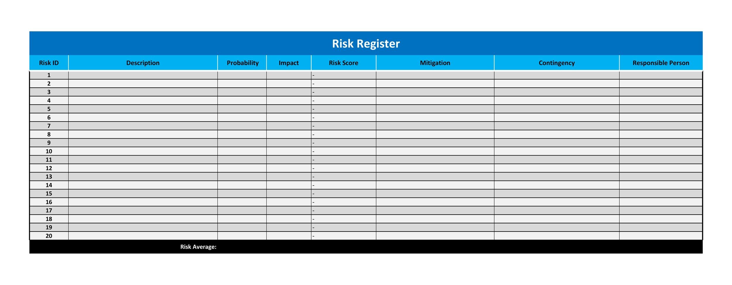 Free risk register template 27
