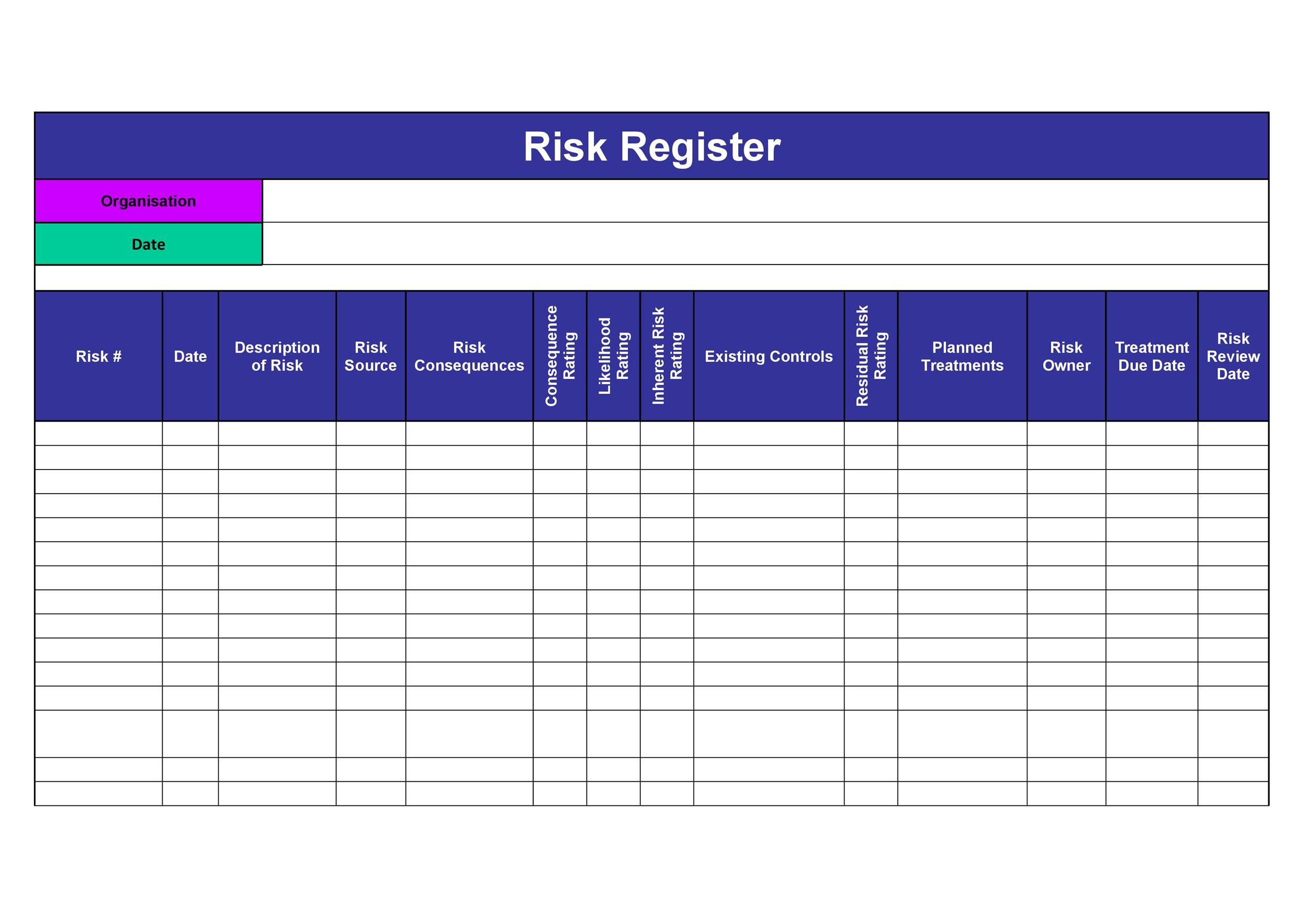 Free risk register template 33