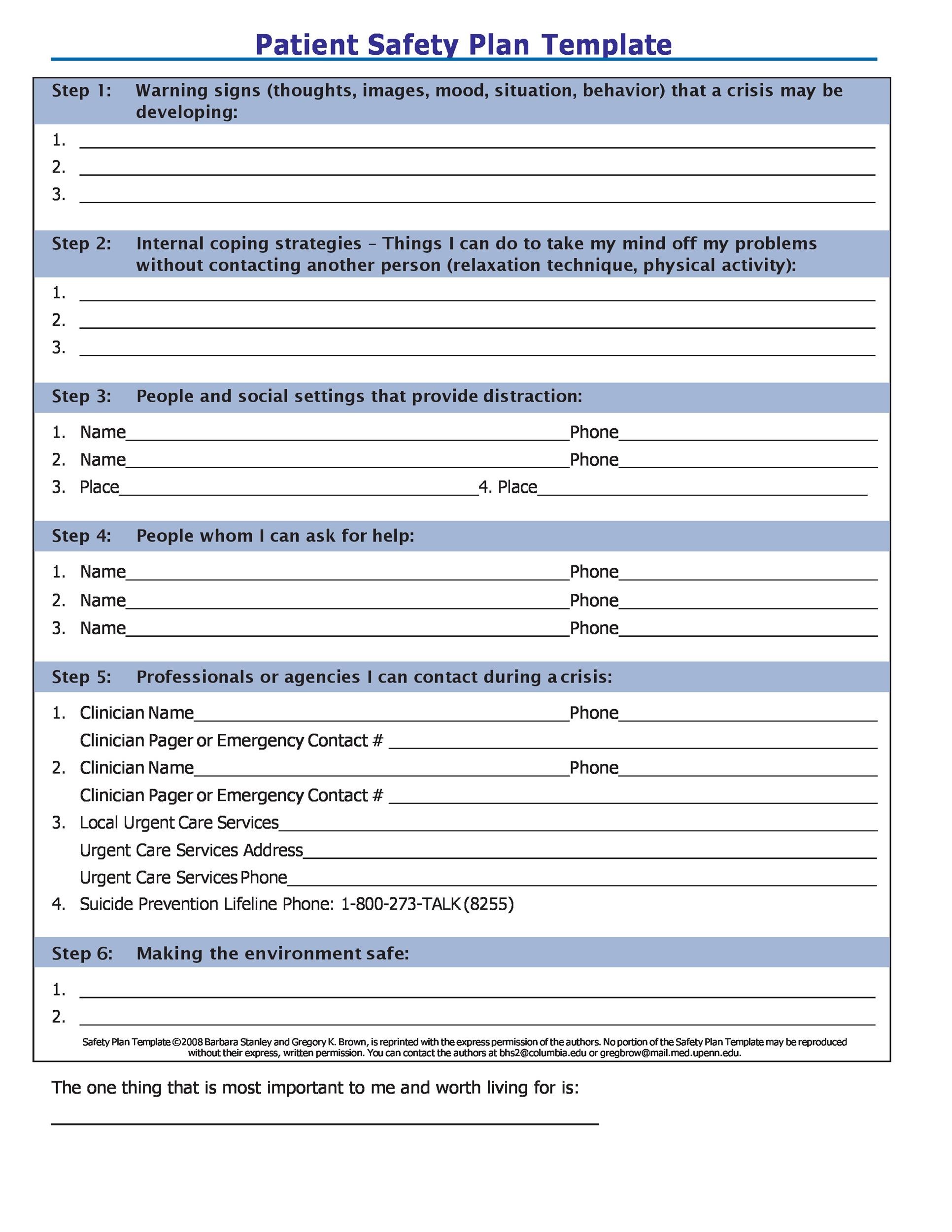 Free safety plan template 01