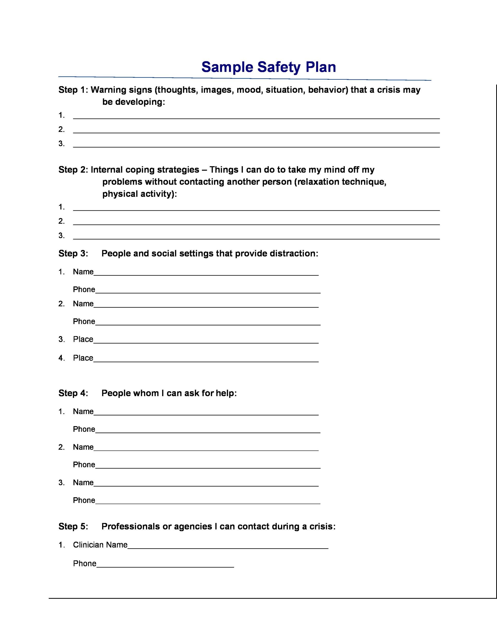 Free safety plan template 06