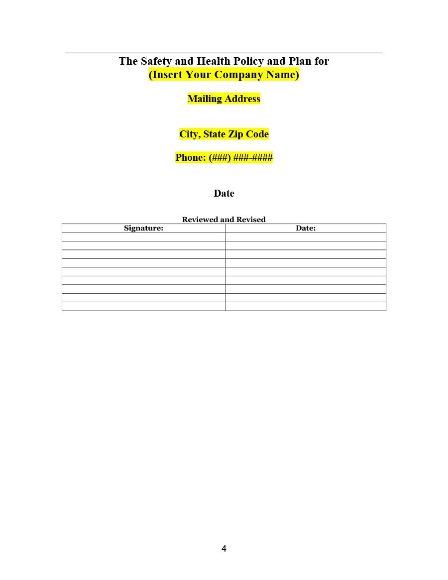 Free safety plan template 07