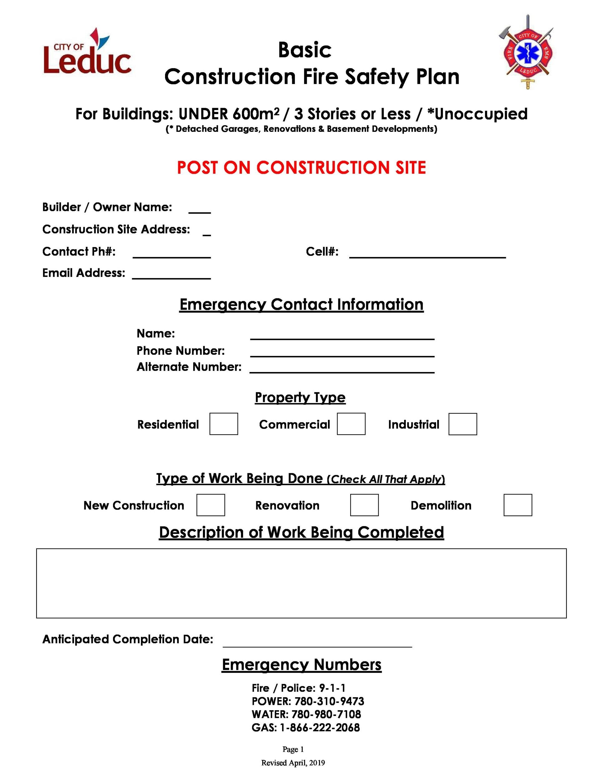 Free safety plan template 14