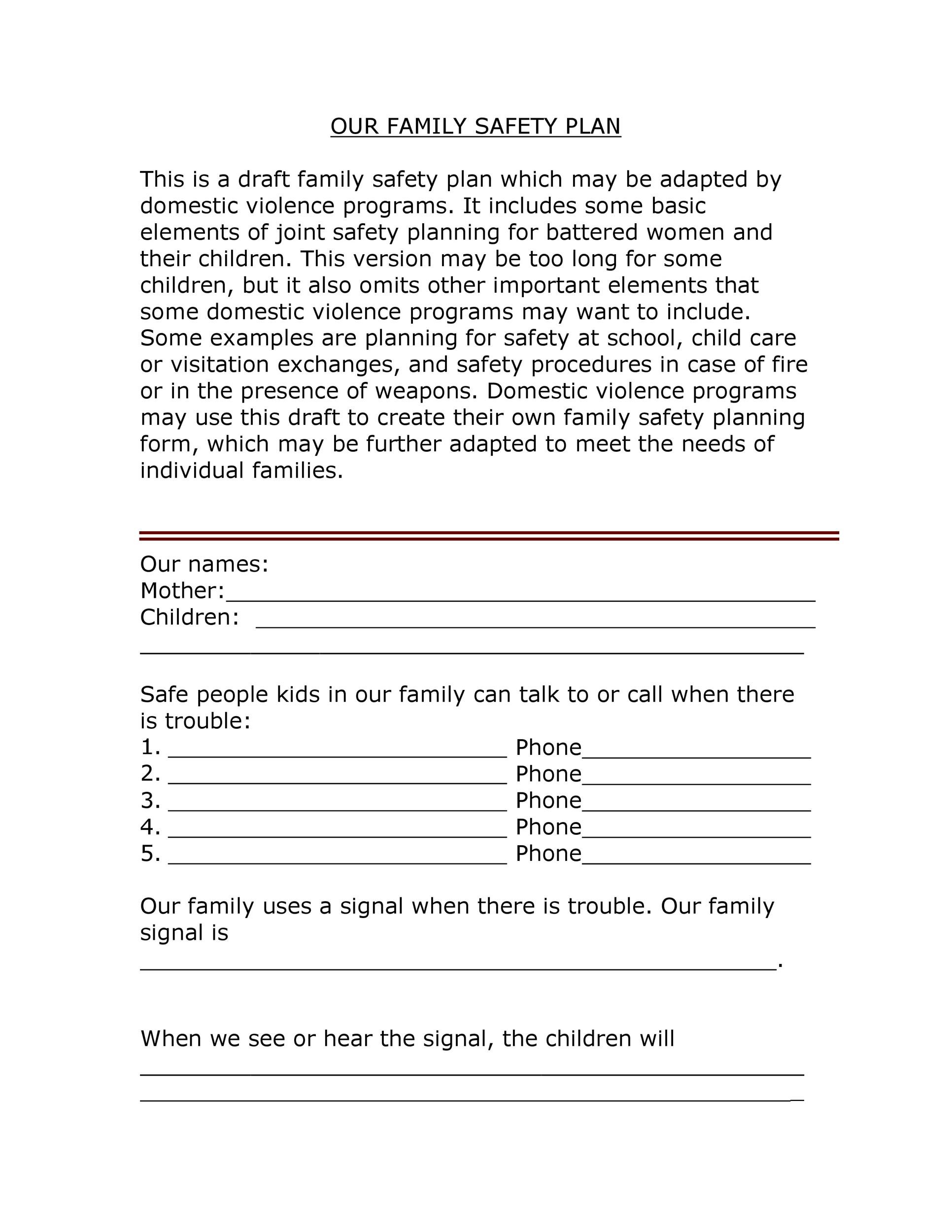 Free safety plan template 28