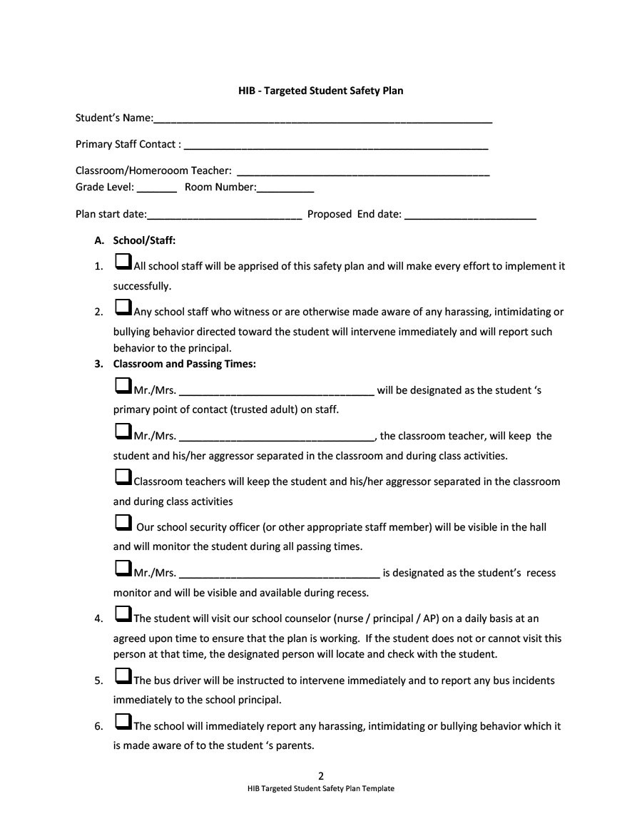 Free safety plan template 32