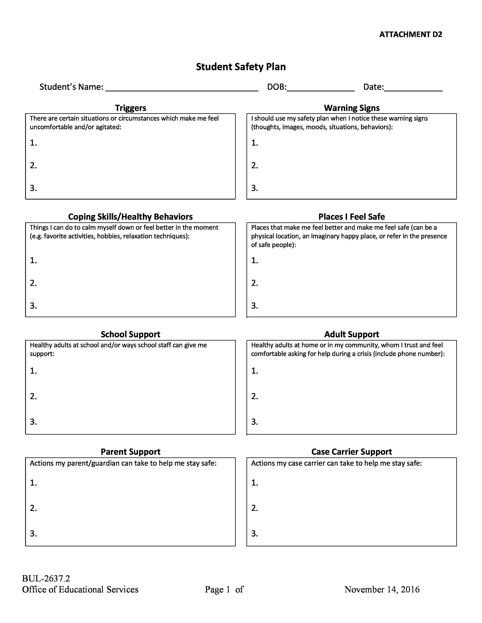Free safety plan template 40