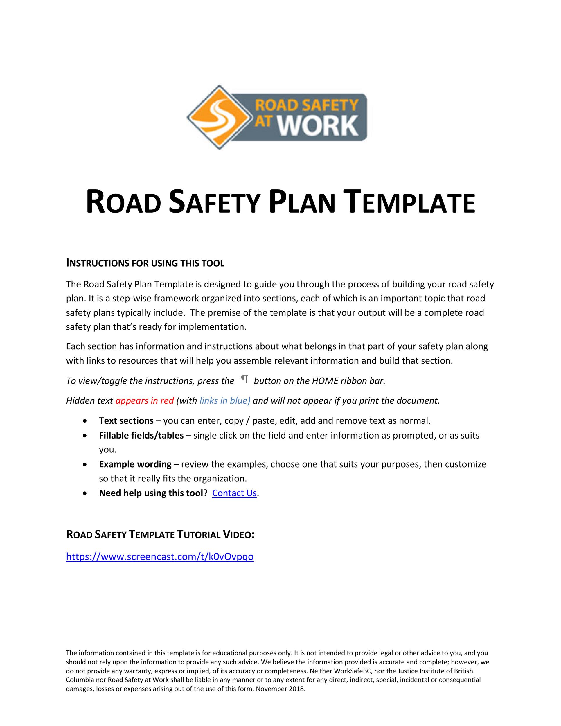 Free safety plan template 43