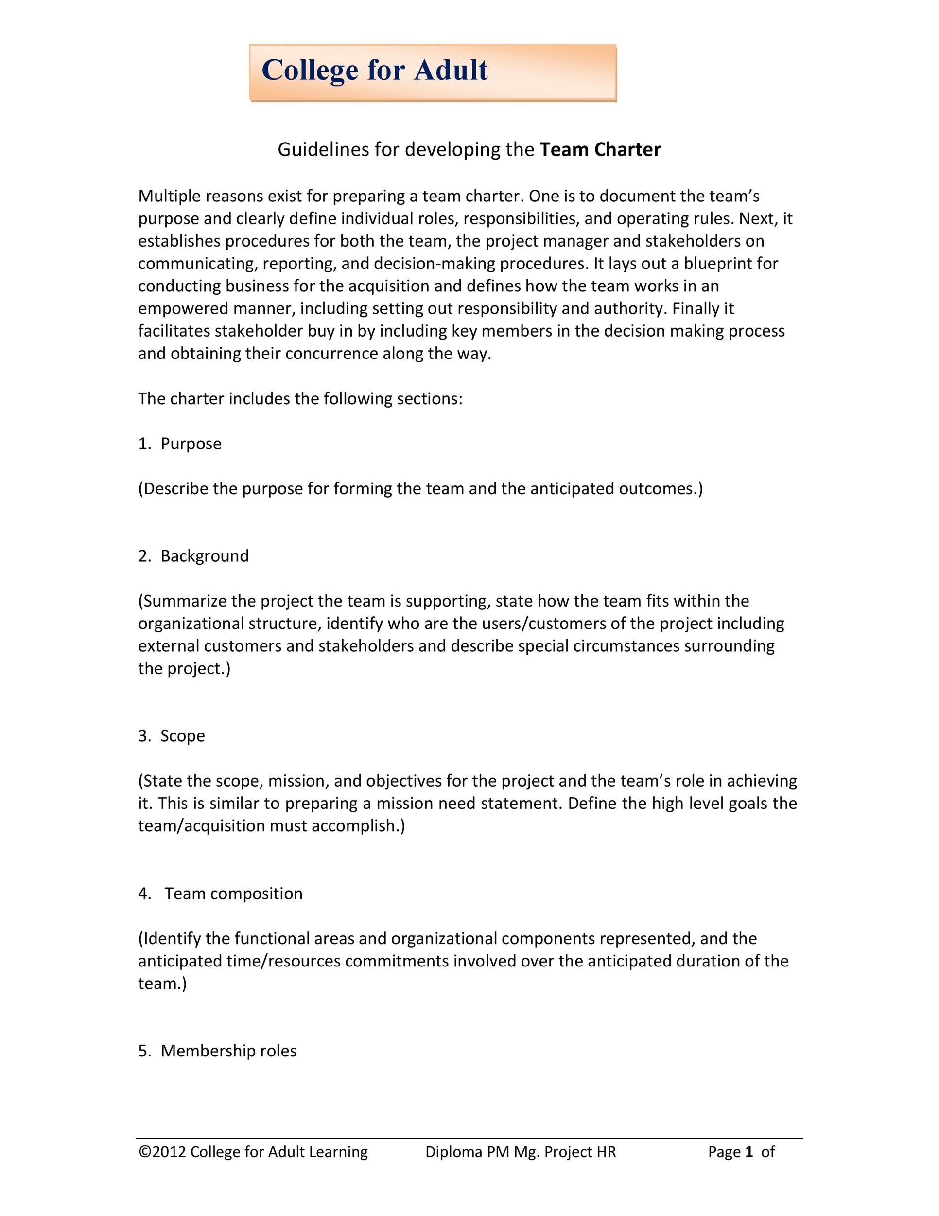 learning team charter examples
