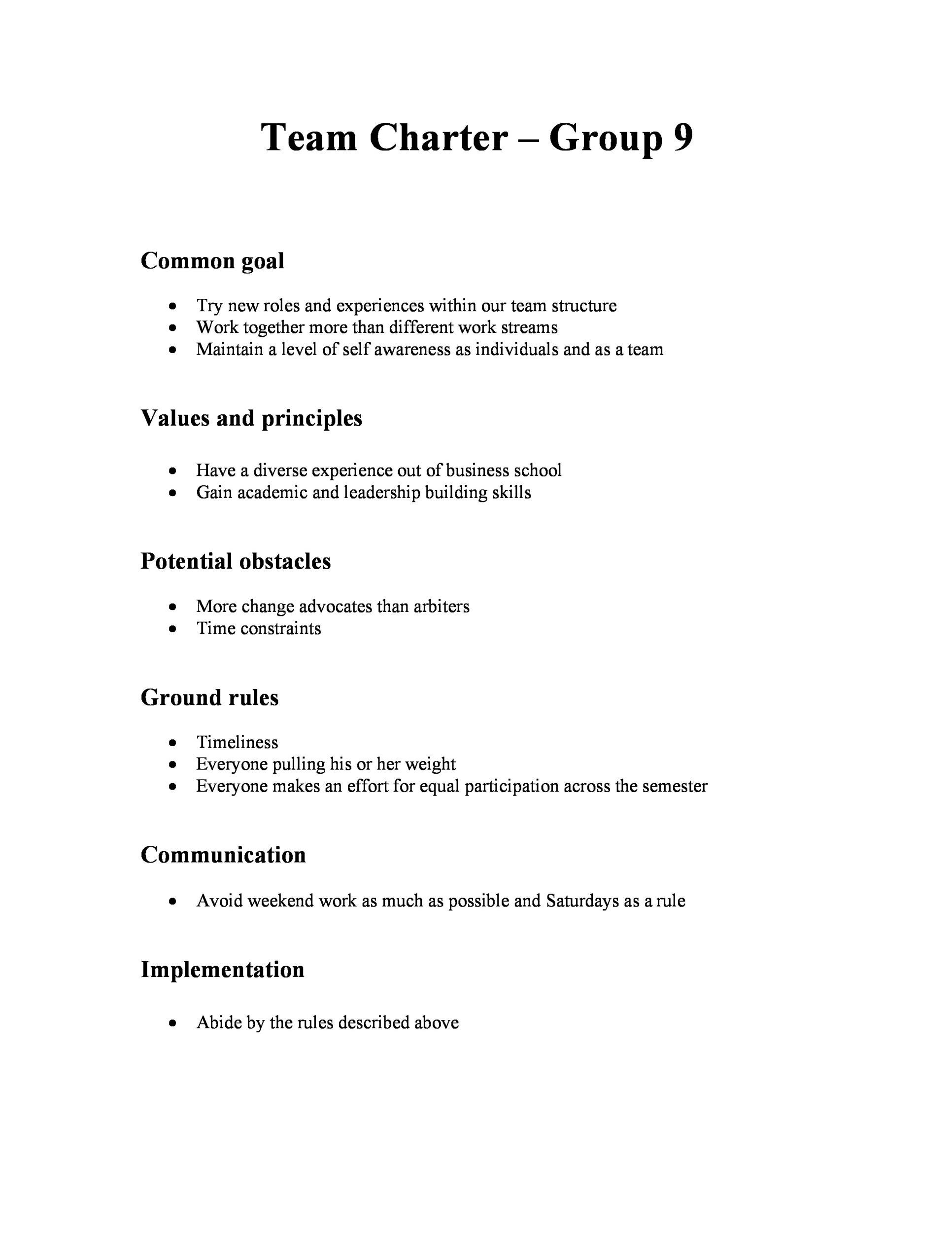 Free team charter template 22