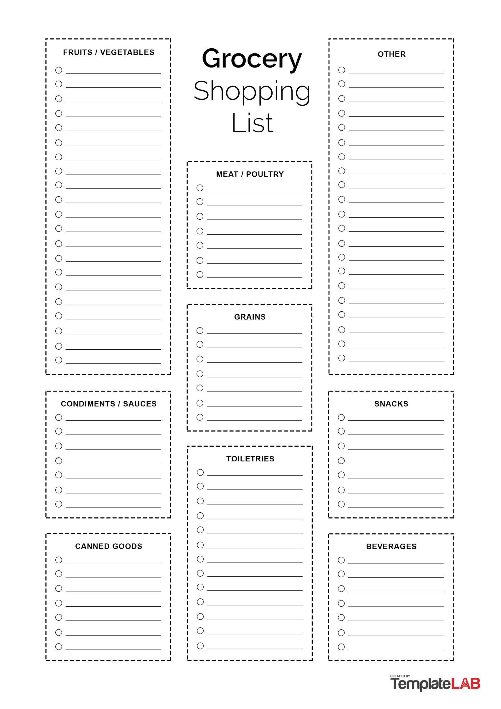 Free Grocery List Template 11