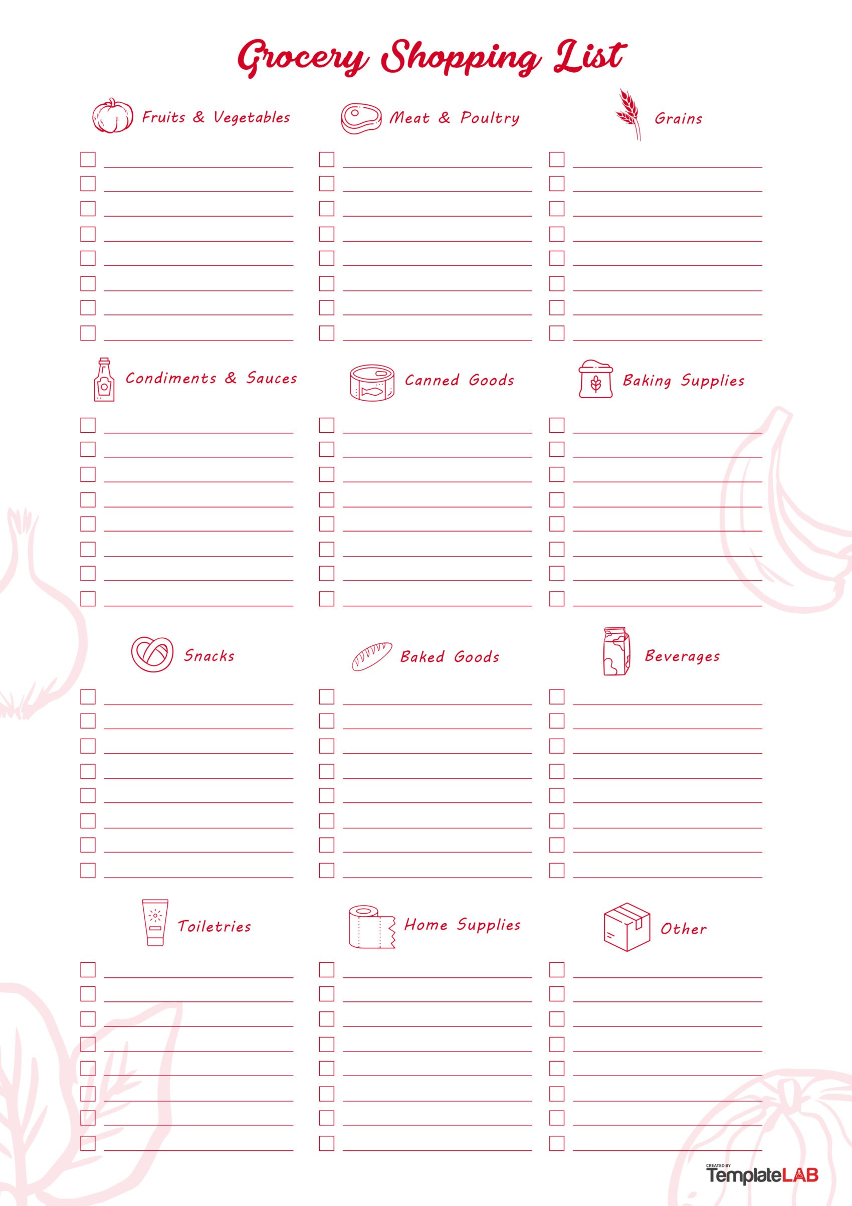 Free Grocery List Template 6