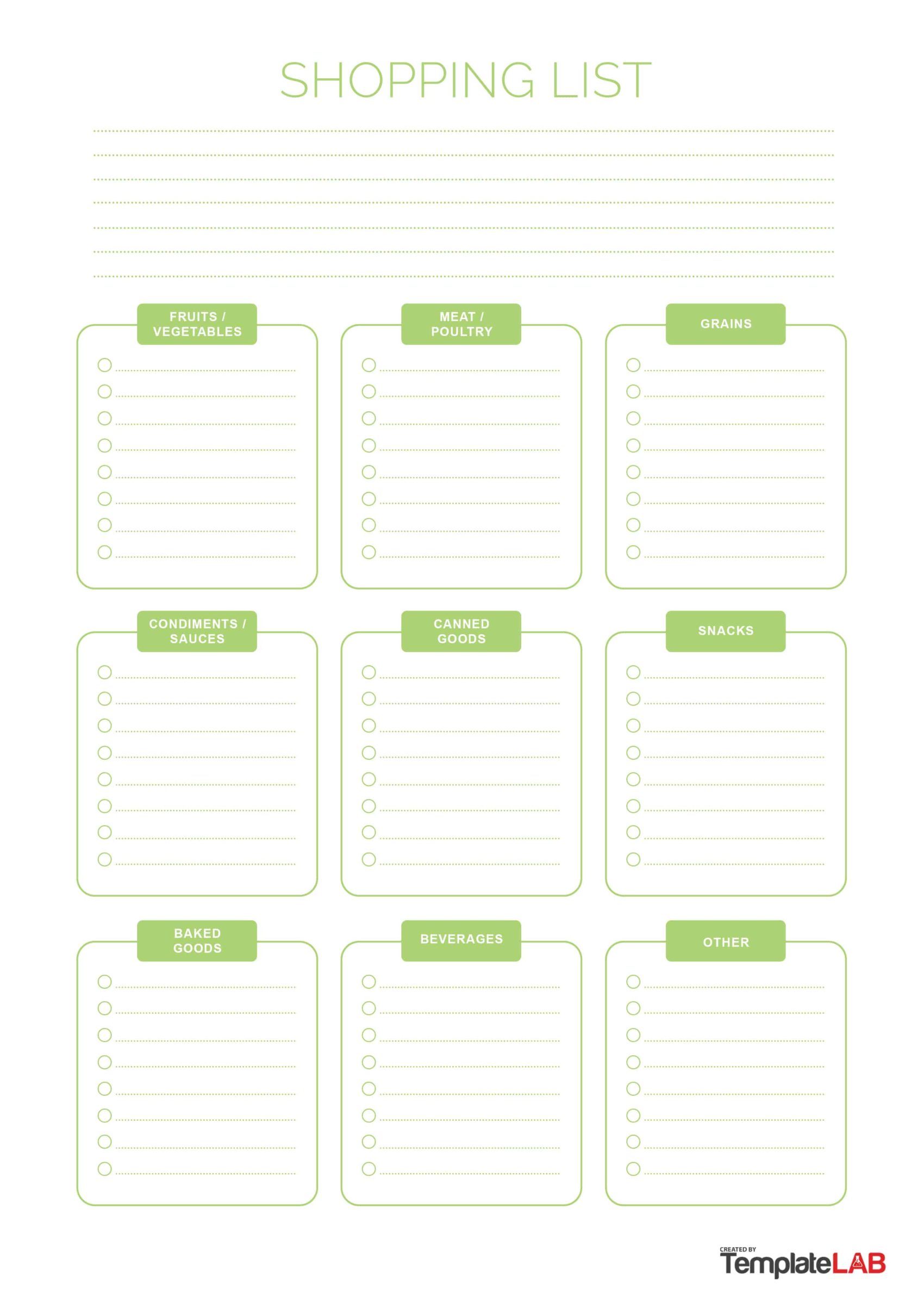 Free Grocery List Template 9