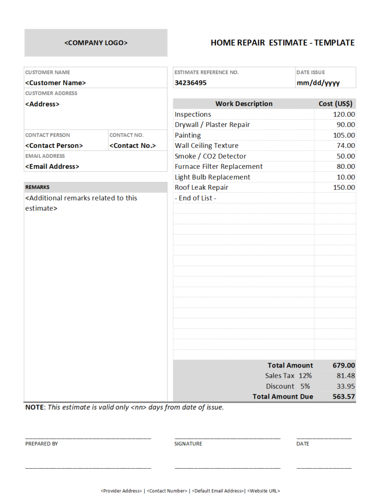 28 Free Estimate Template Forms Construction Repair Cleaning 28 Free Estimate Template Forms Construction Repair Cleaning