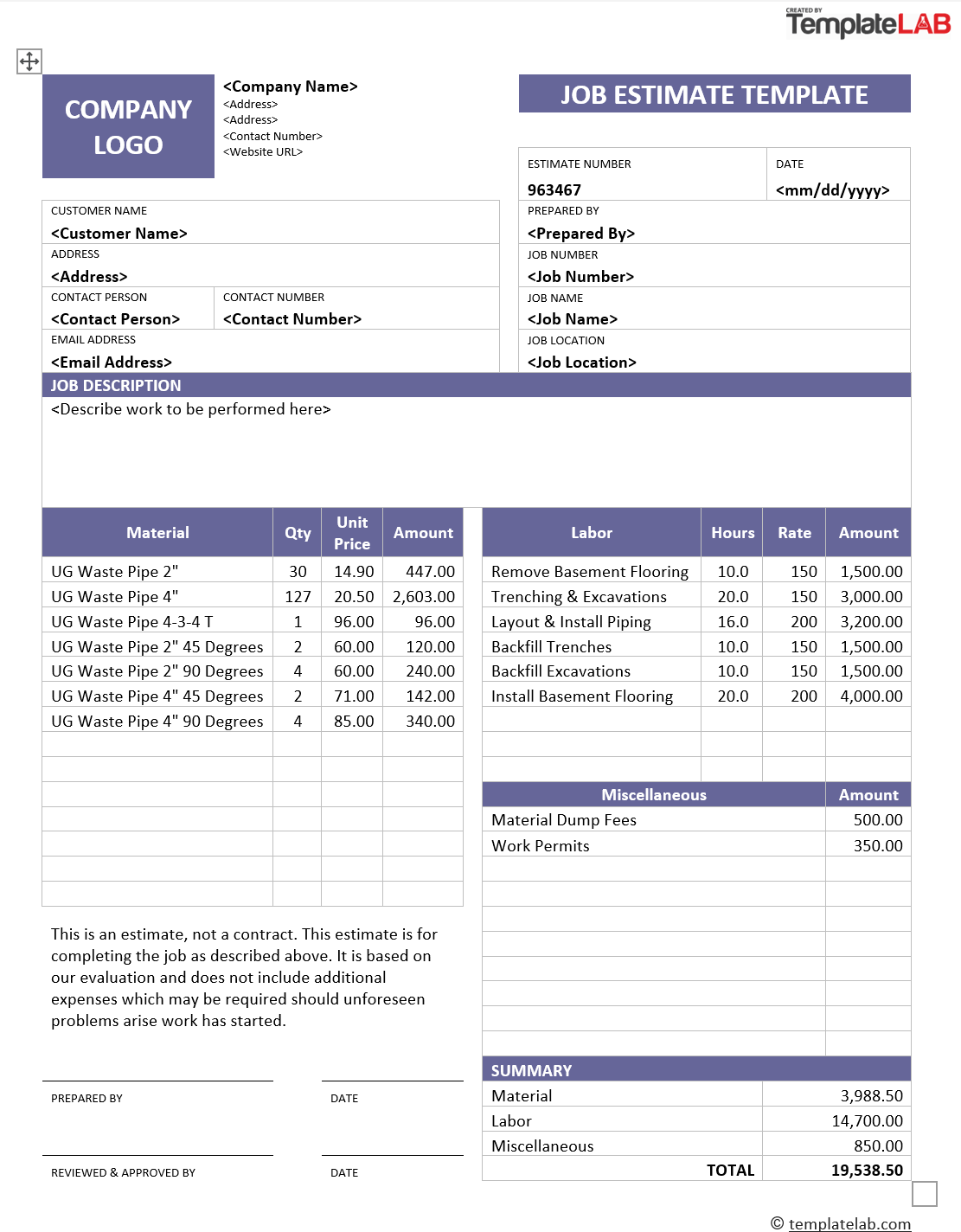 10 Free Estimate Template Forms [Construction, Repair, Cleaning]