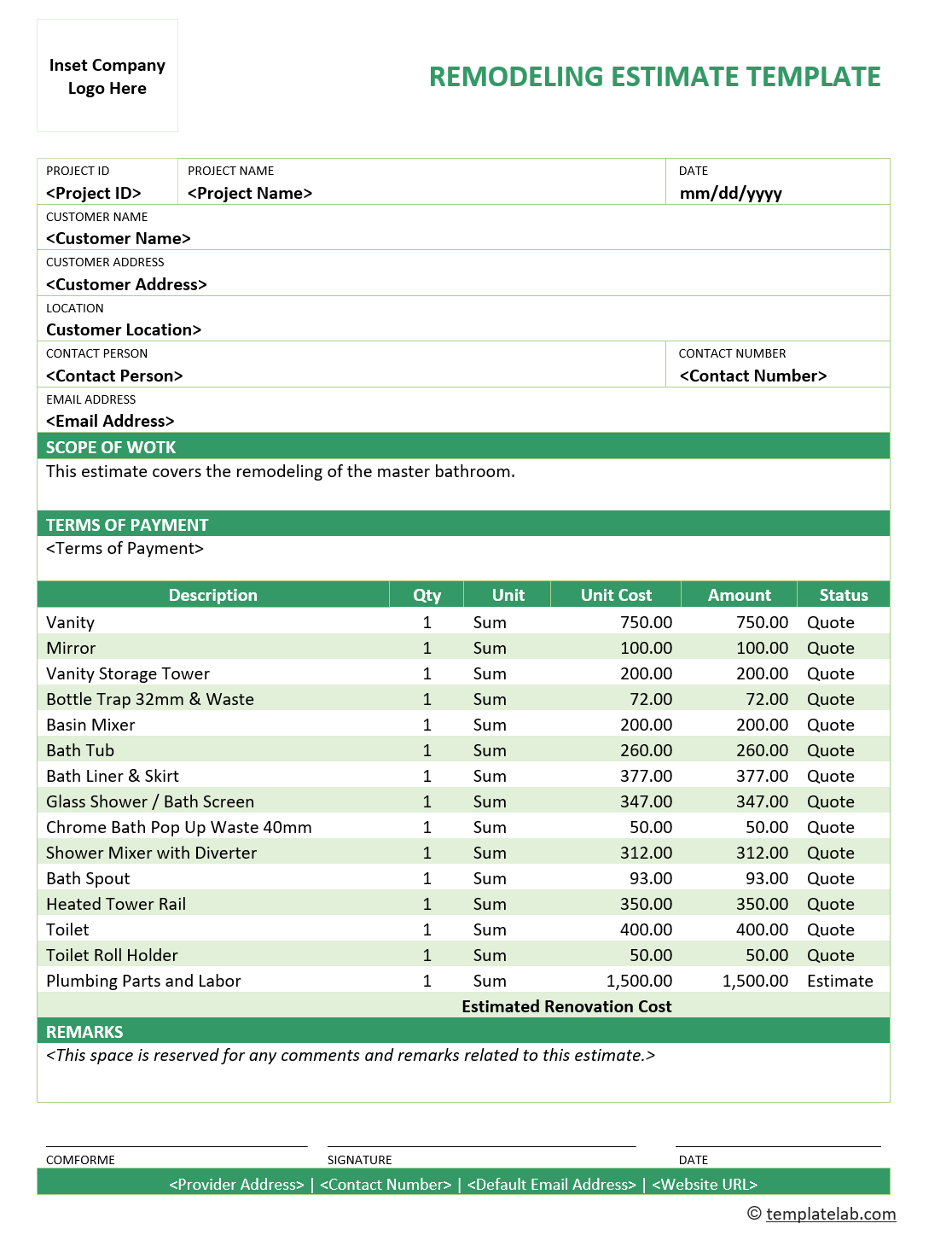 28 Free Estimate Template Forms