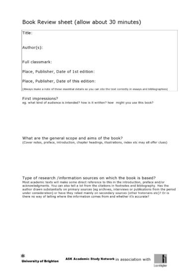 academic book review template